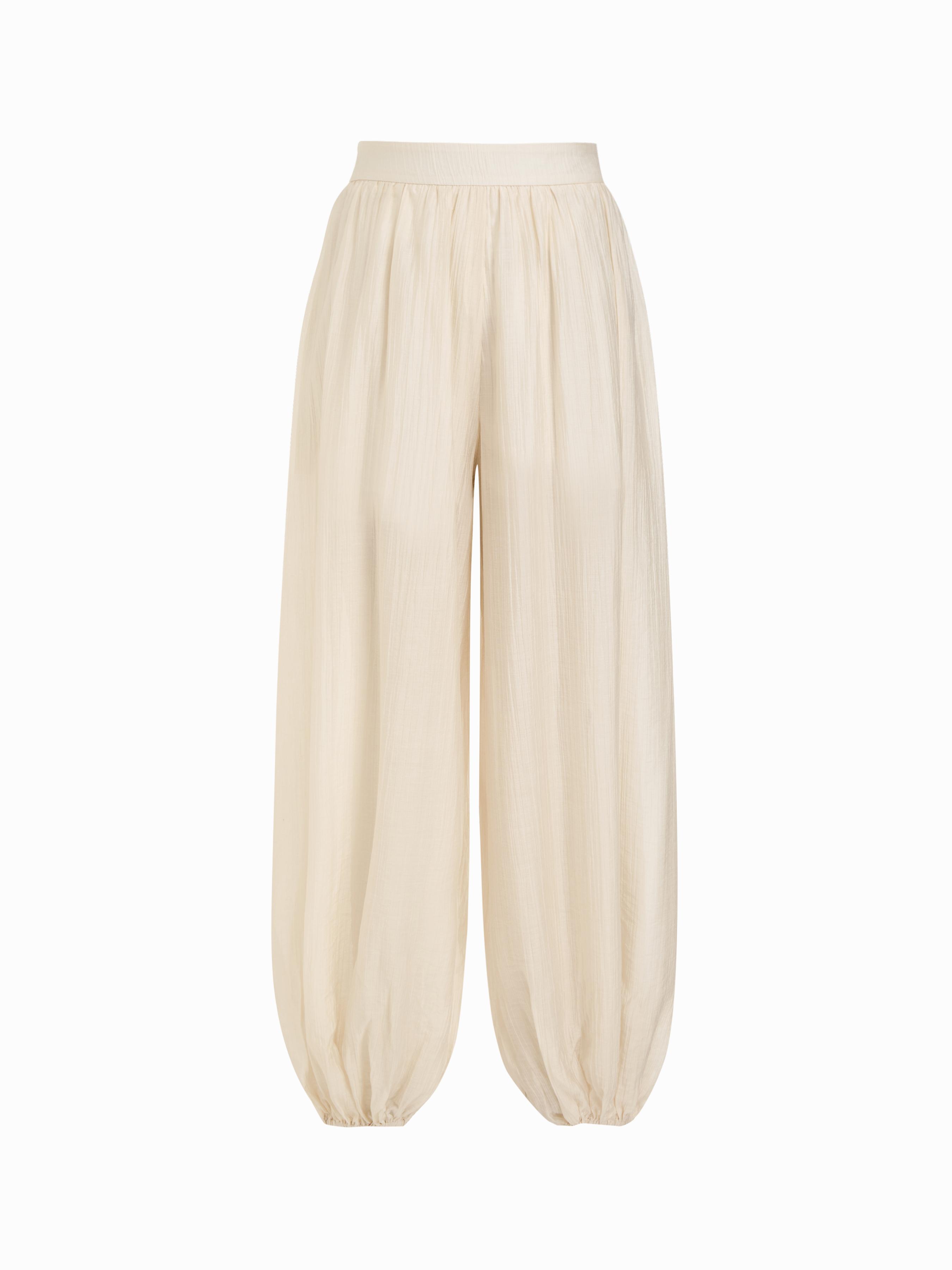 Cotton-blend Textured Chiffon Mid Rise Balloon Pants by CIDER