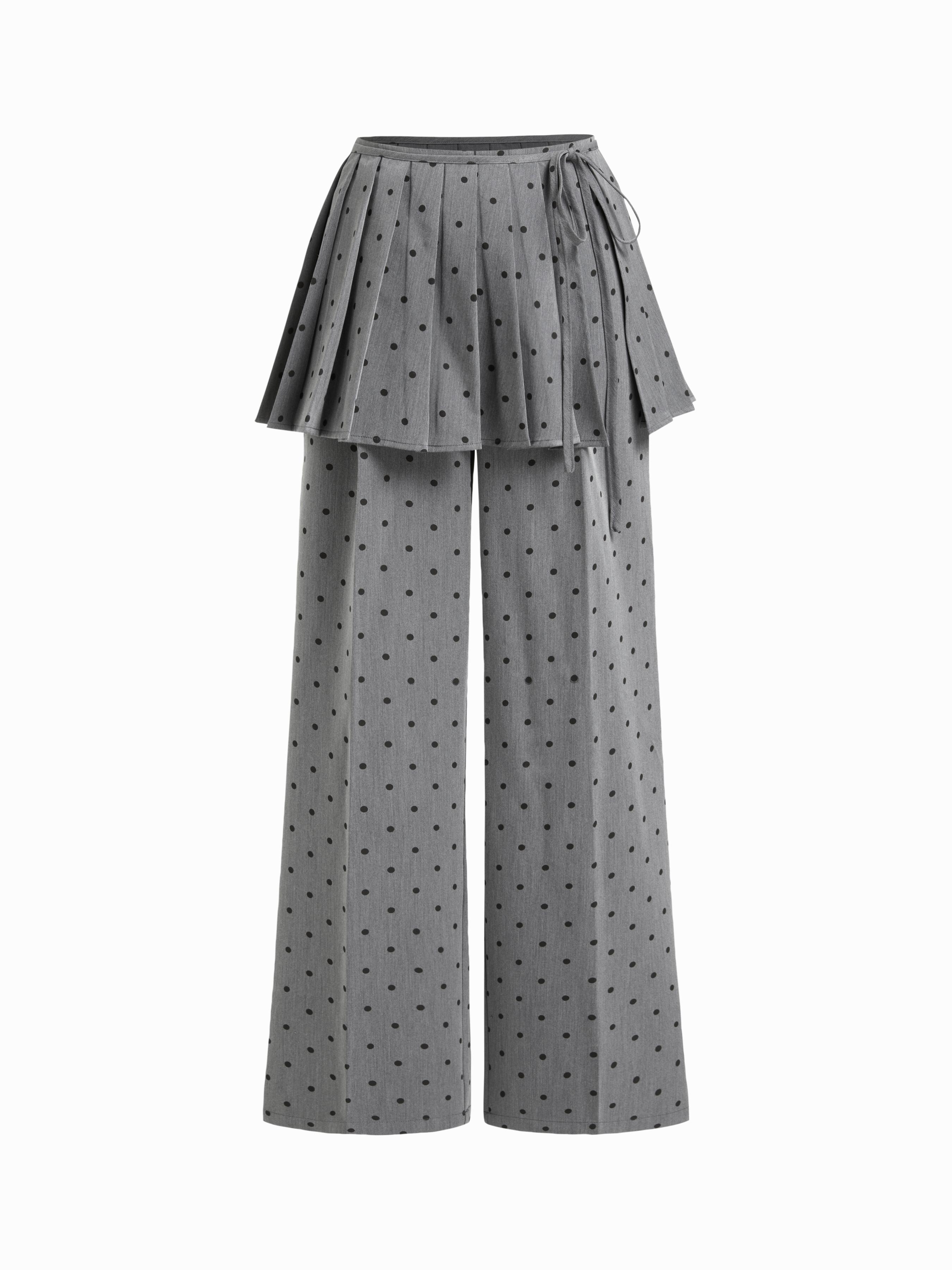Cotton-blend Two Piece Houndstooth Low Rise Wide Leg Trouser-Skirt by CIDER