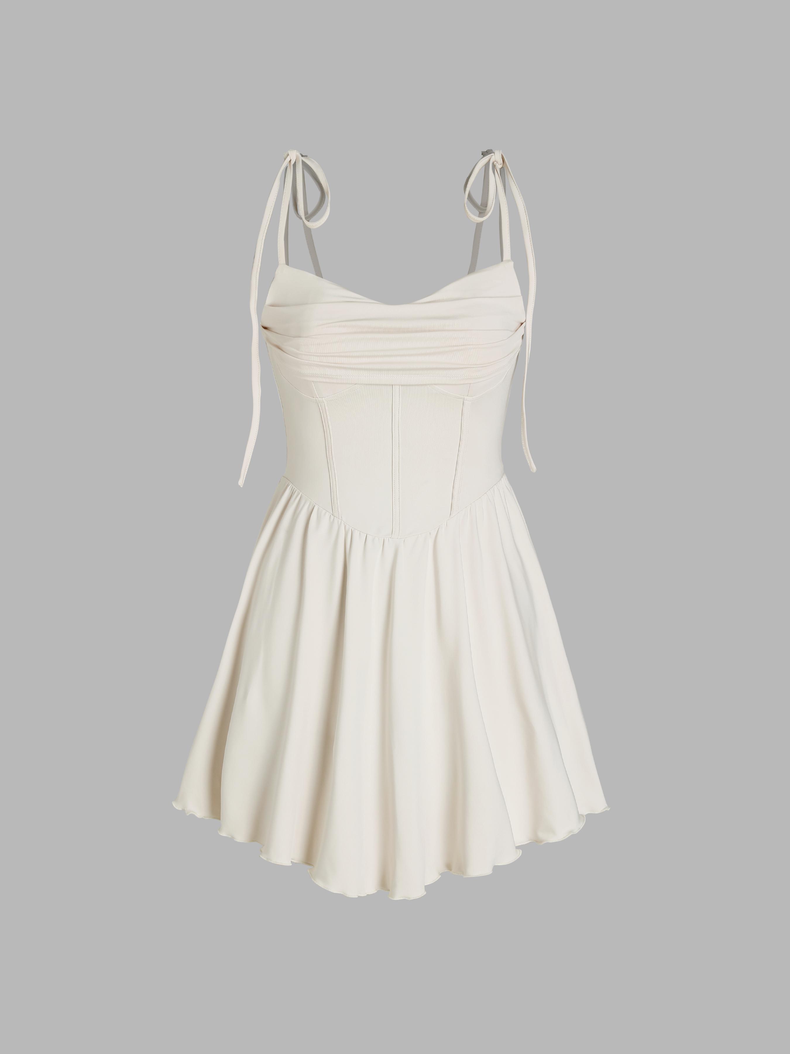 Cowl Neck Corset Knotted Ruffle Mini Dress by CIDER