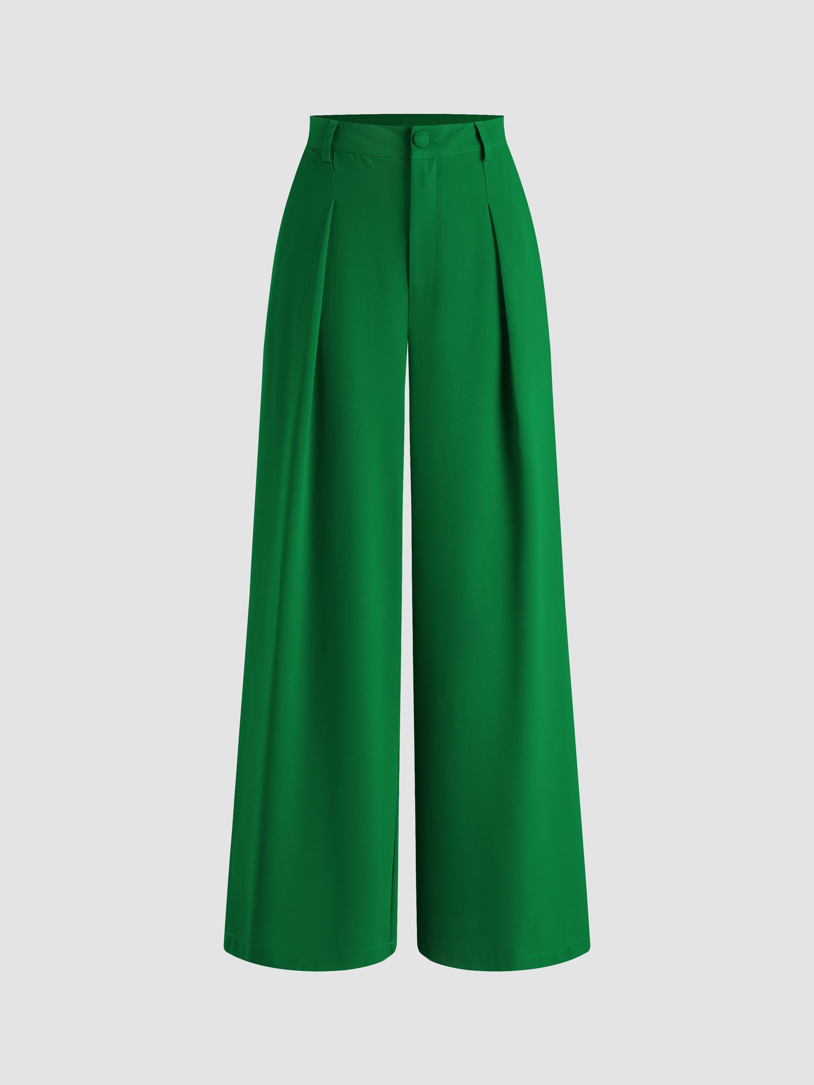 Cropped High Rise Pleated Wide Leg Trousers by CIDER