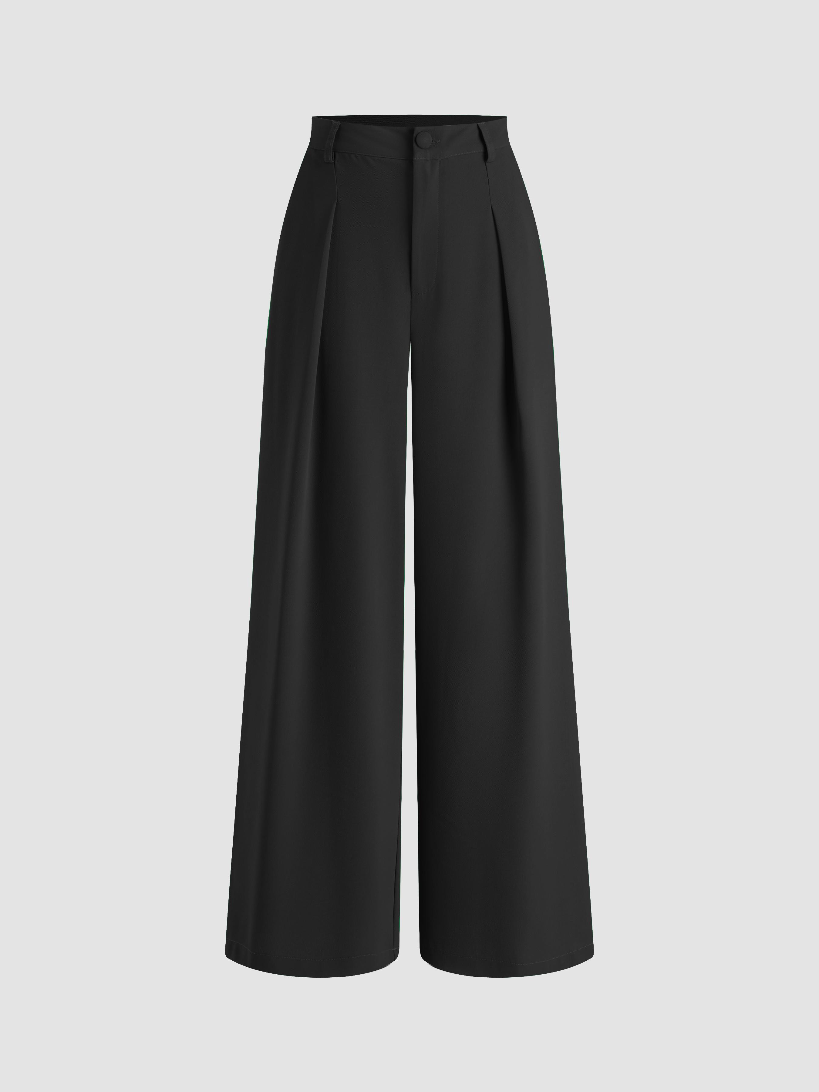 Cropped High Rise Pleated Wide Leg Trousers by CIDER