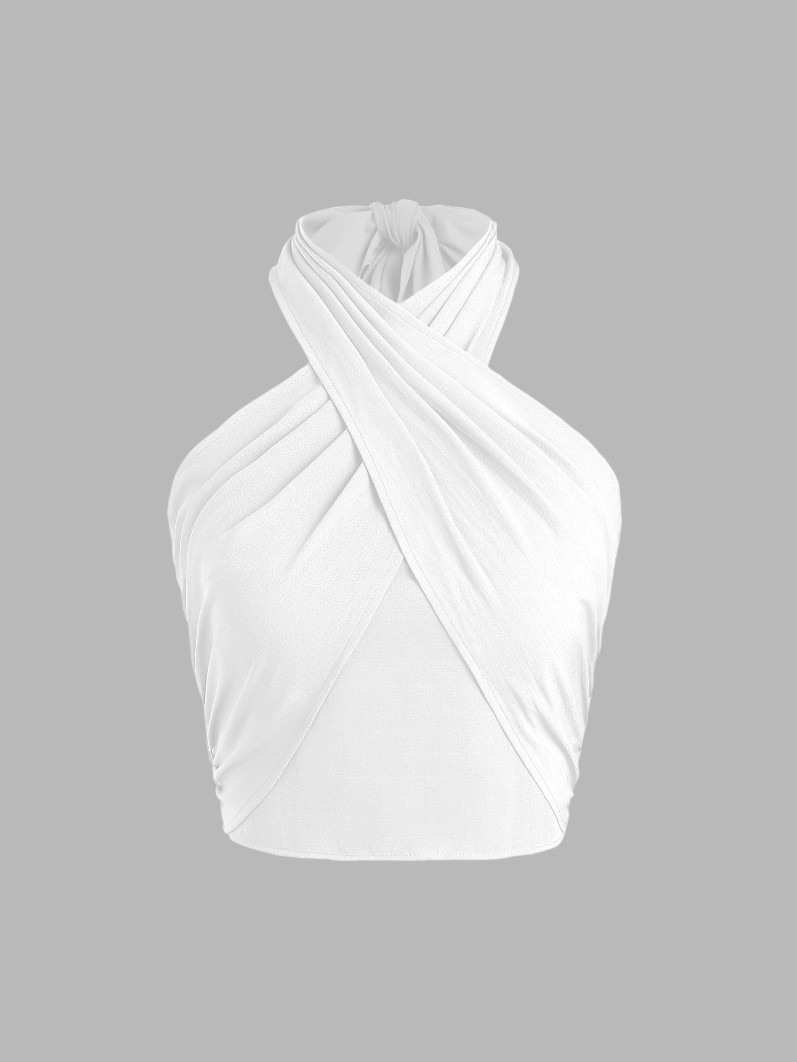 Cross Halter Shirred Back Crop Top by CIDER