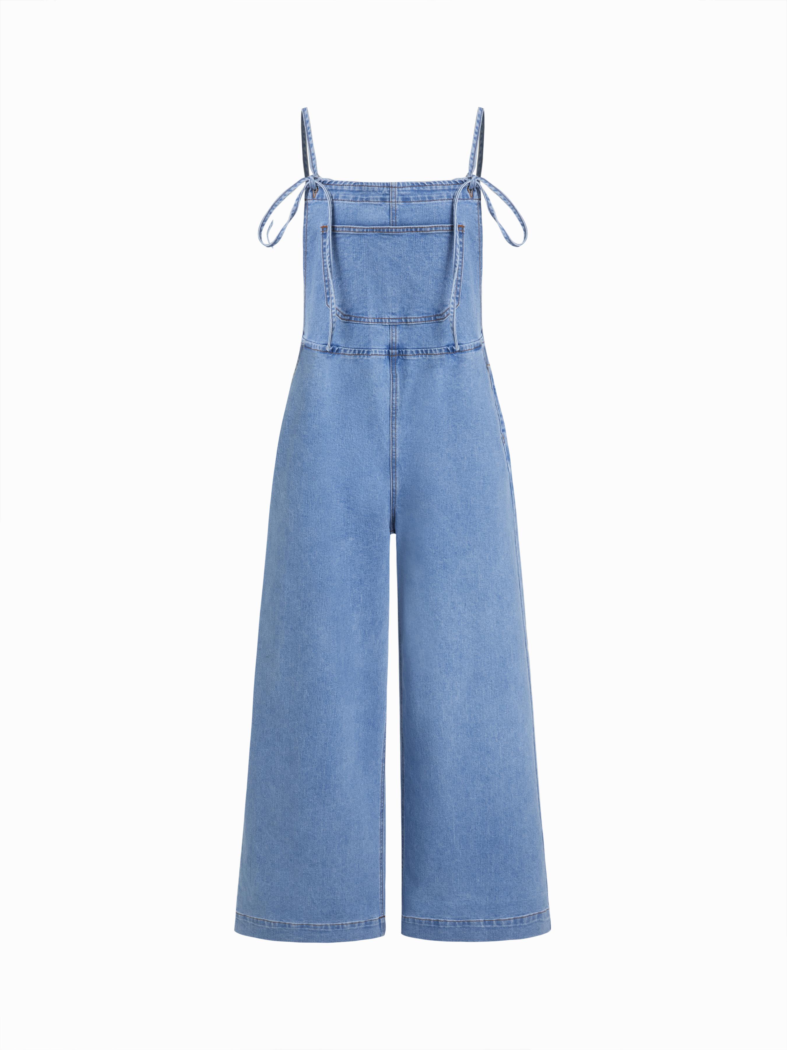 DENIM KNOTTED POCKET WIDE LEG TROUSERS by CIDER