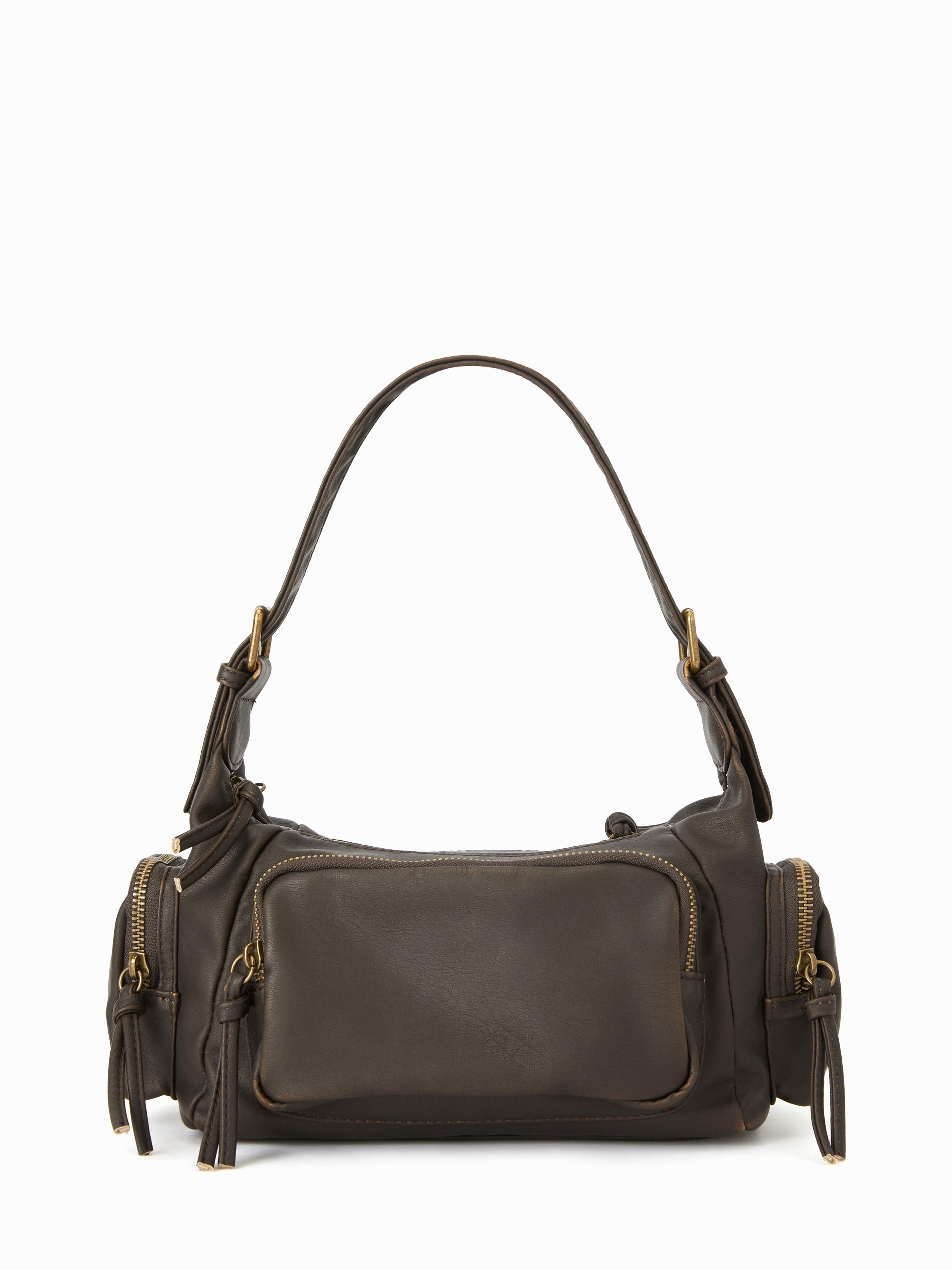 DISTRESSED FAUX LEATHER SHOULDER BAG by CIDER