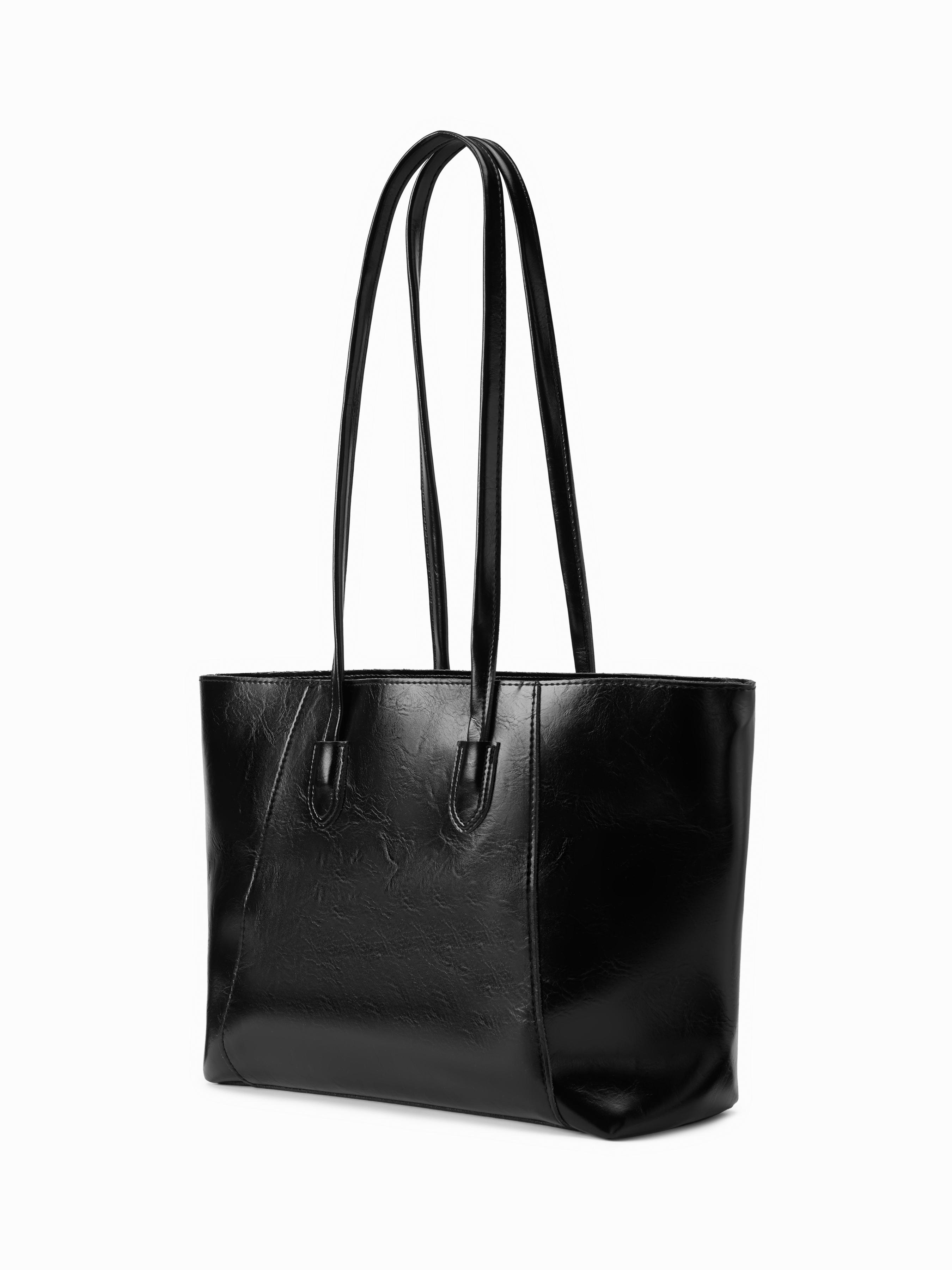 DISTRESSED FAUX LEATHER TOTE BAG by CIDER