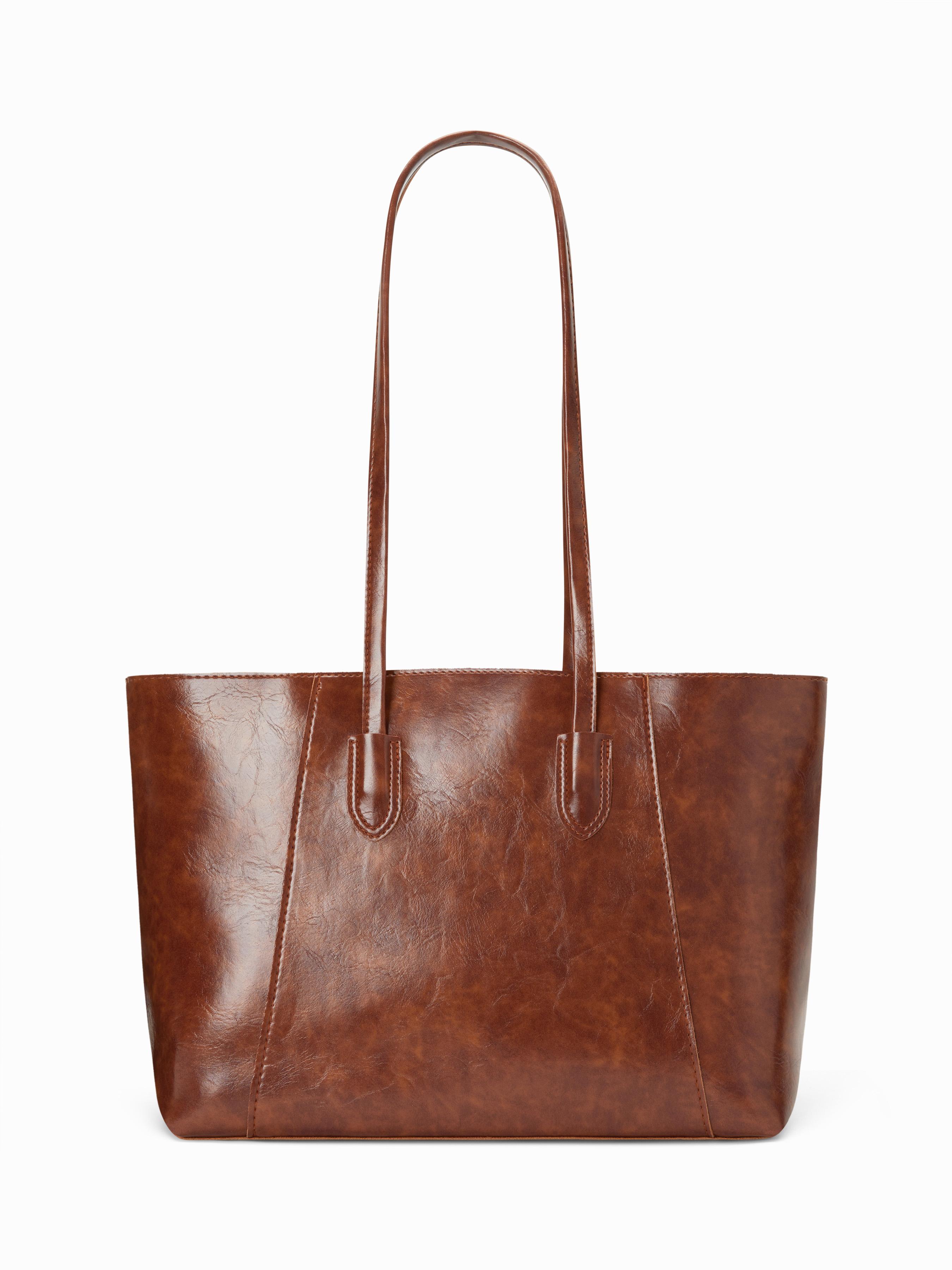 DISTRESSED FAUX LEATHER TOTE BAG by CIDER
