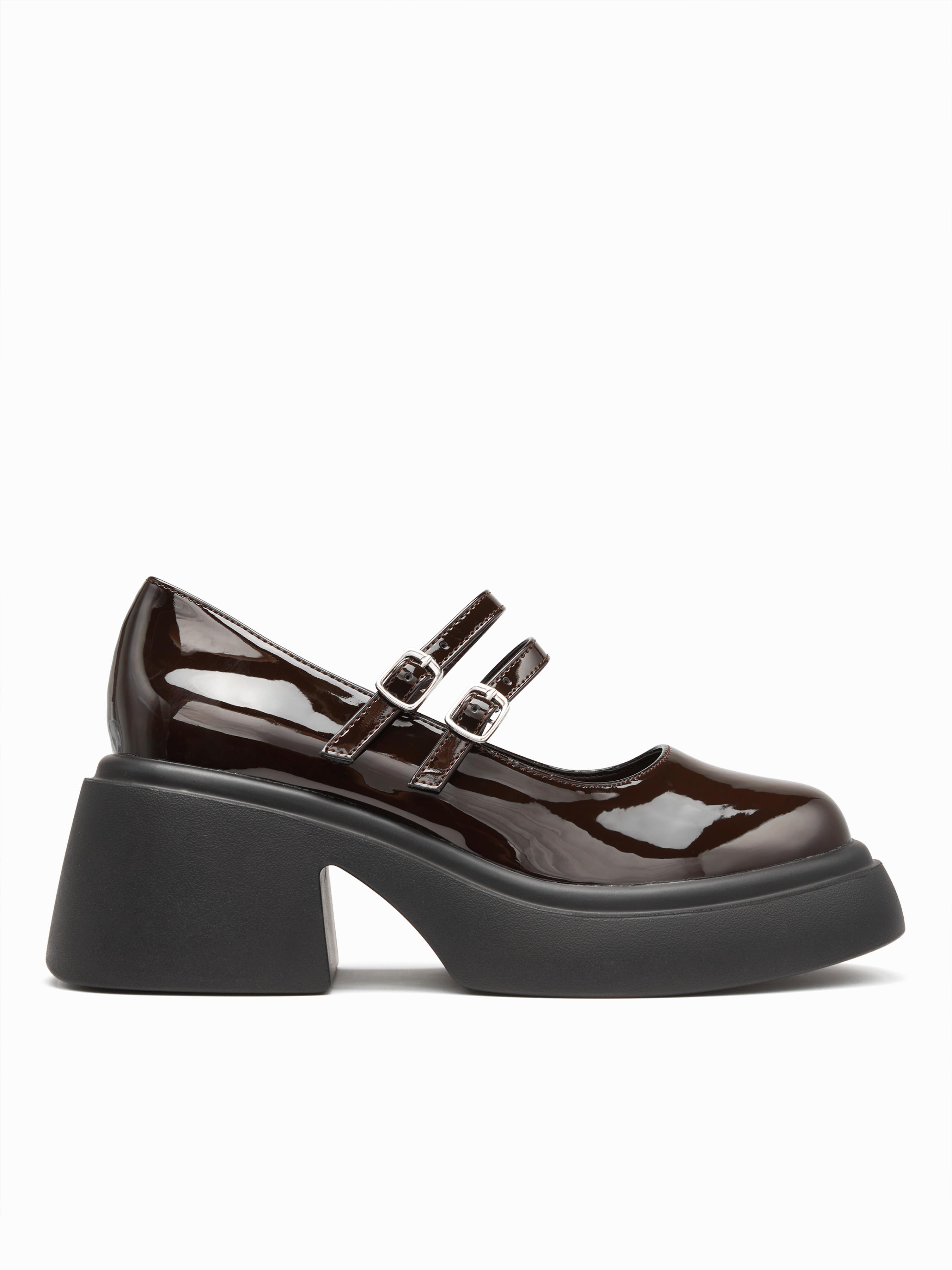 DOUBLE BUCKLE CHUNKY HEELED LOAFERS by CIDER