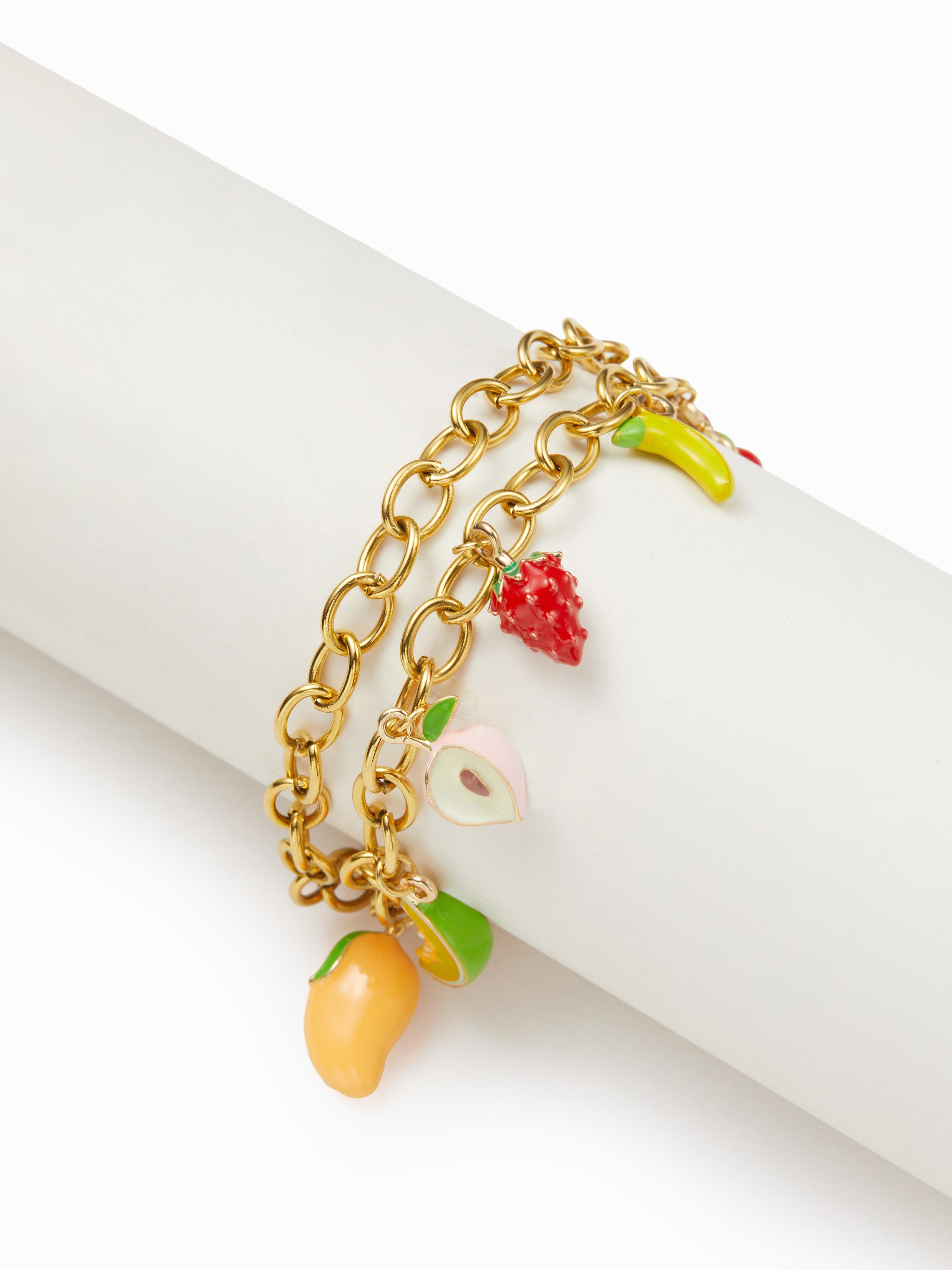 DOUBLE LAYERED FRUIT PENDANT 18K GOLD PLATED STAINLESS STEEL BRACELET by CIDER