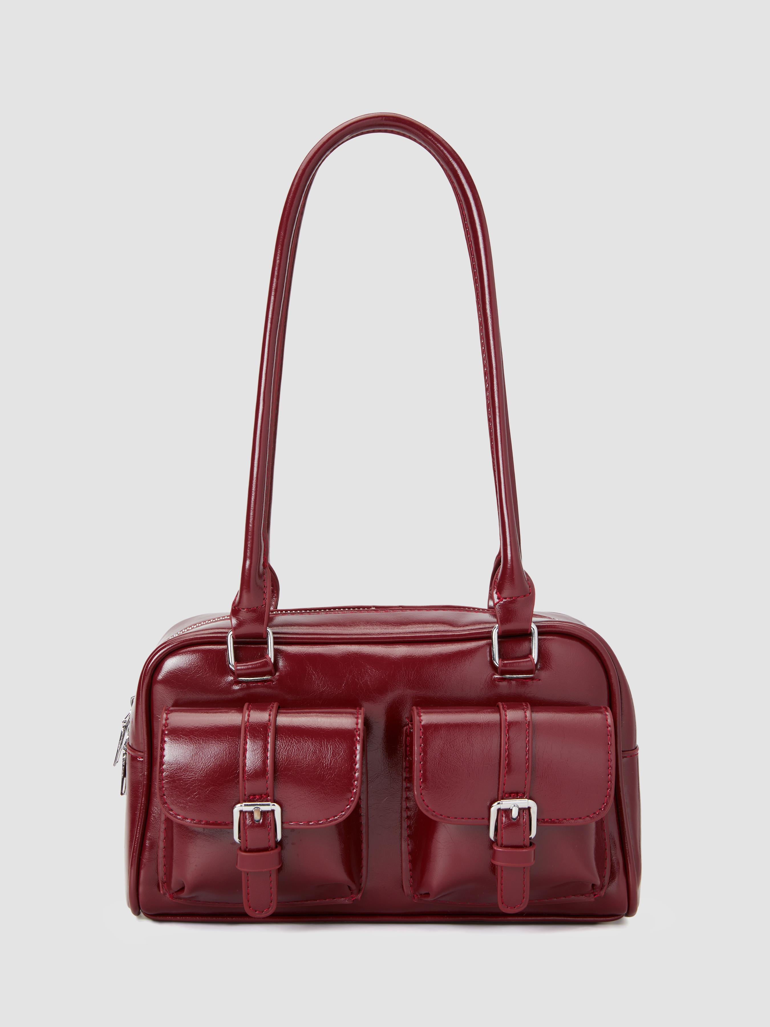DOUBLE POCKET BOSTON FAUX LEATHER SHOULDER BAG by CIDER
