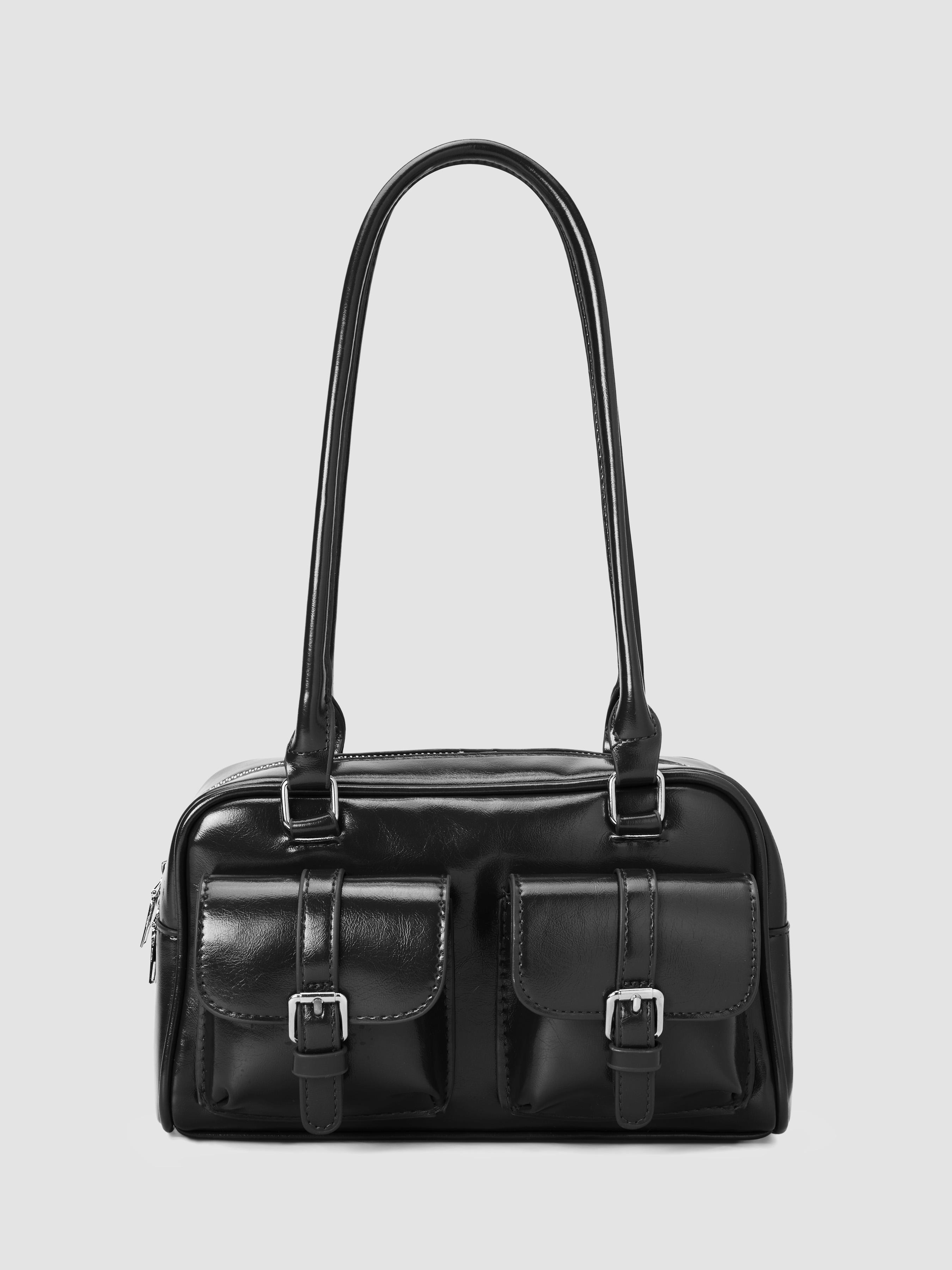 DOUBLE POCKET BOSTON FAUX LEATHER SHOULDER BAG by CIDER