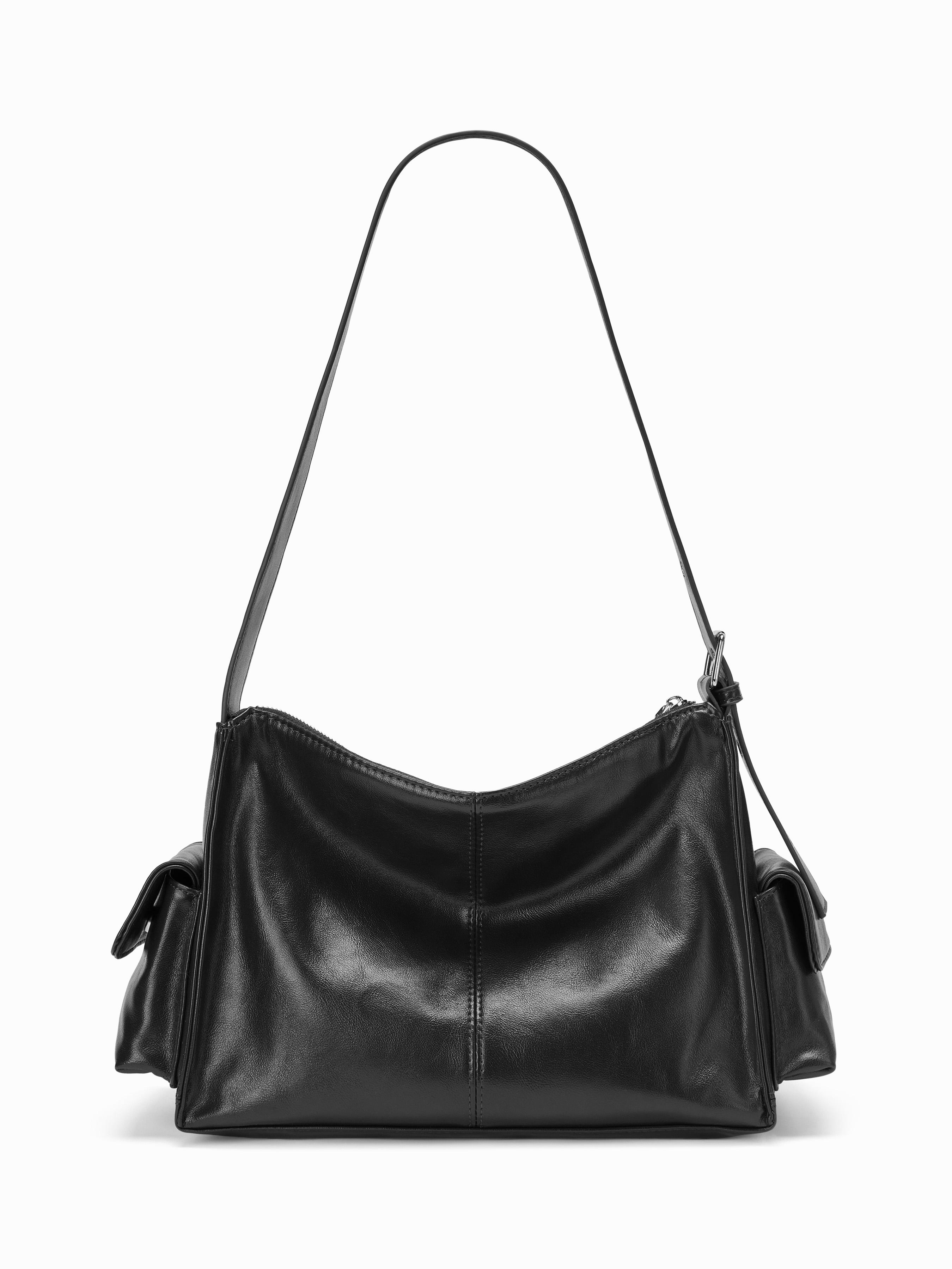DOUBLE POCKET FAUX LEATHER SHOULDER BAG by CIDER