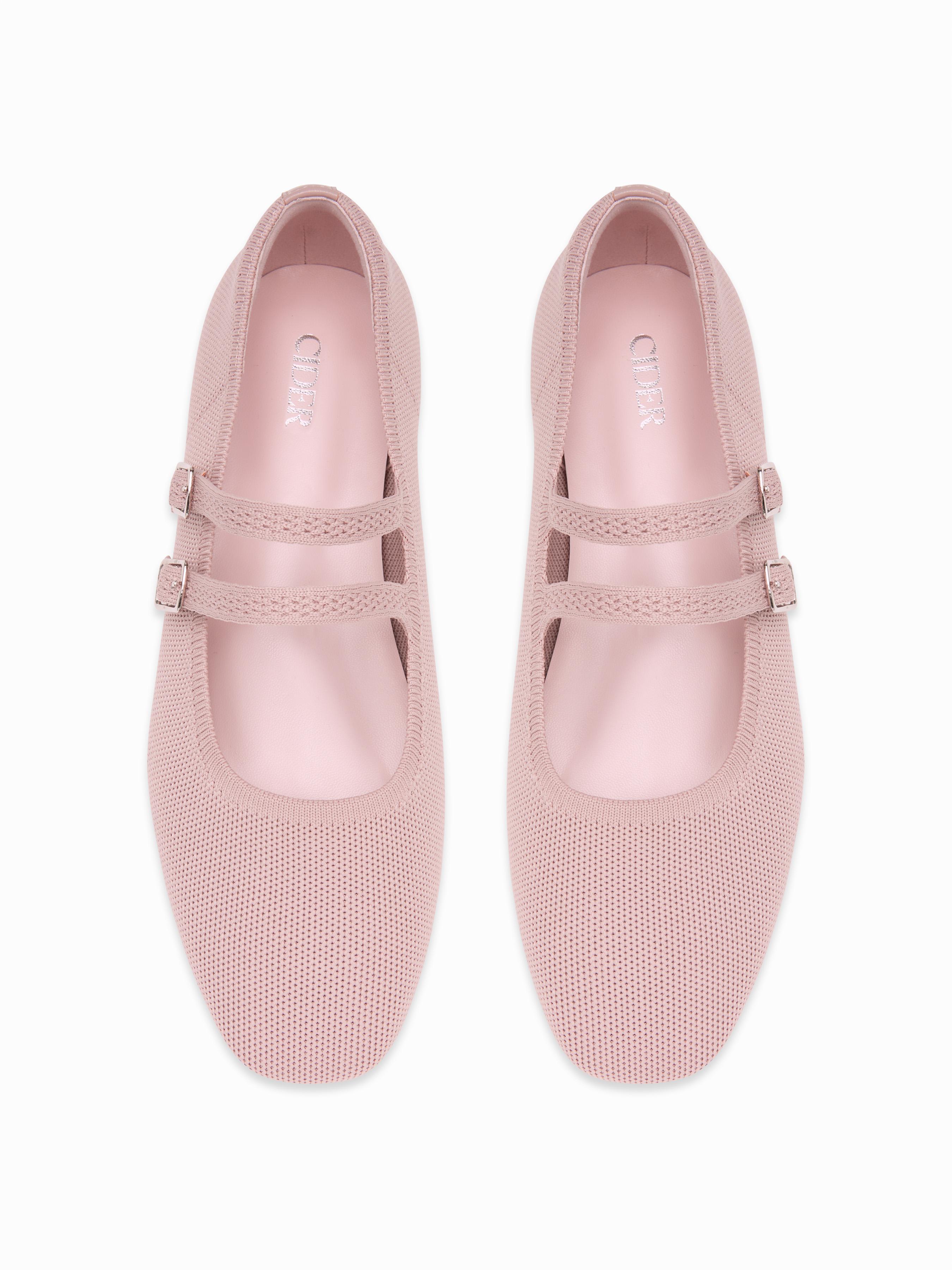 DOUBLE STRAP KNITTED MARY JANE FLATS by CIDER