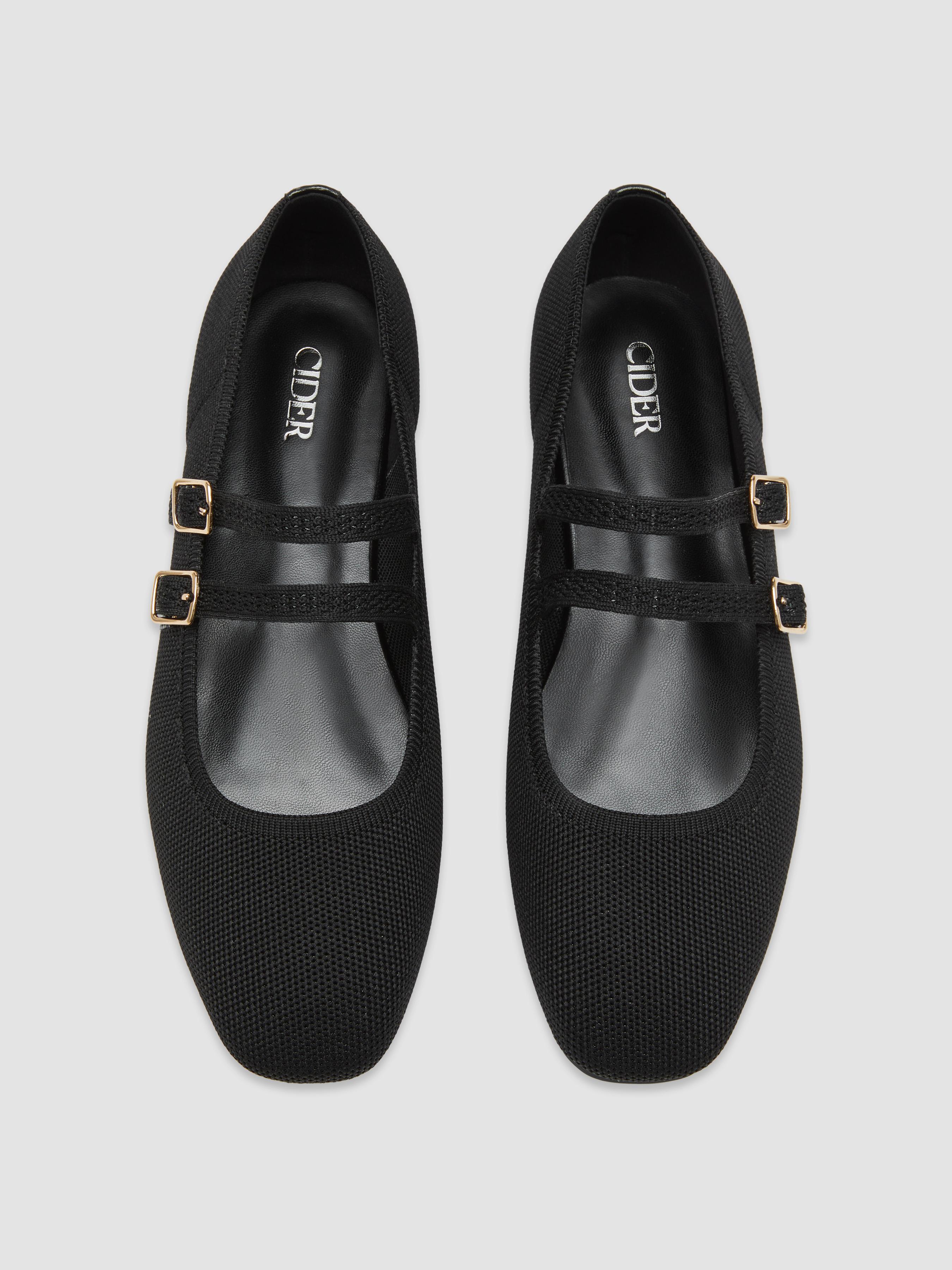 DOUBLE STRAP KNITTED MARY JANE FLATS by CIDER