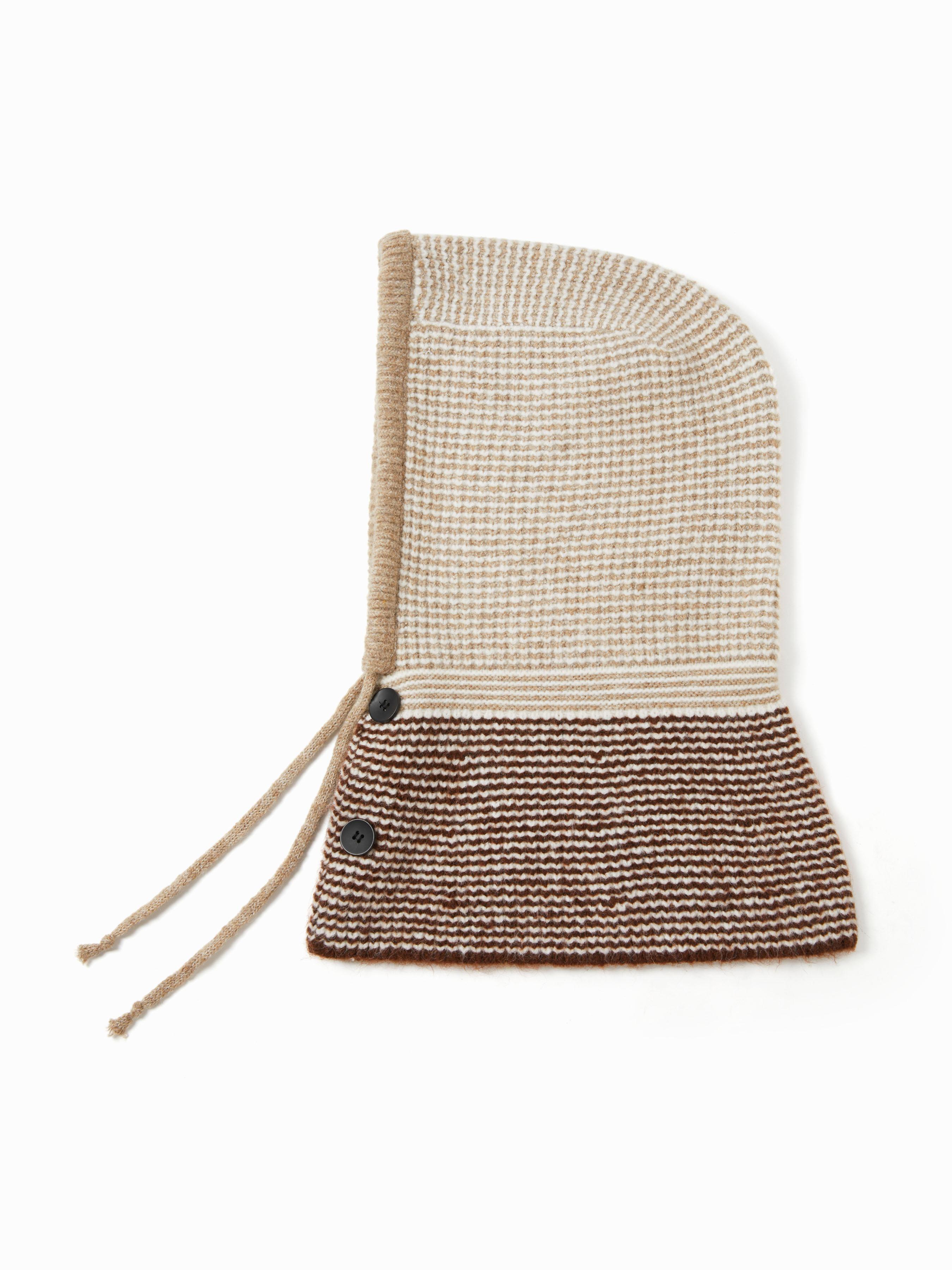 DRAWSTRING & BUTTON KNITTED BALACLAVA HAT by CIDER