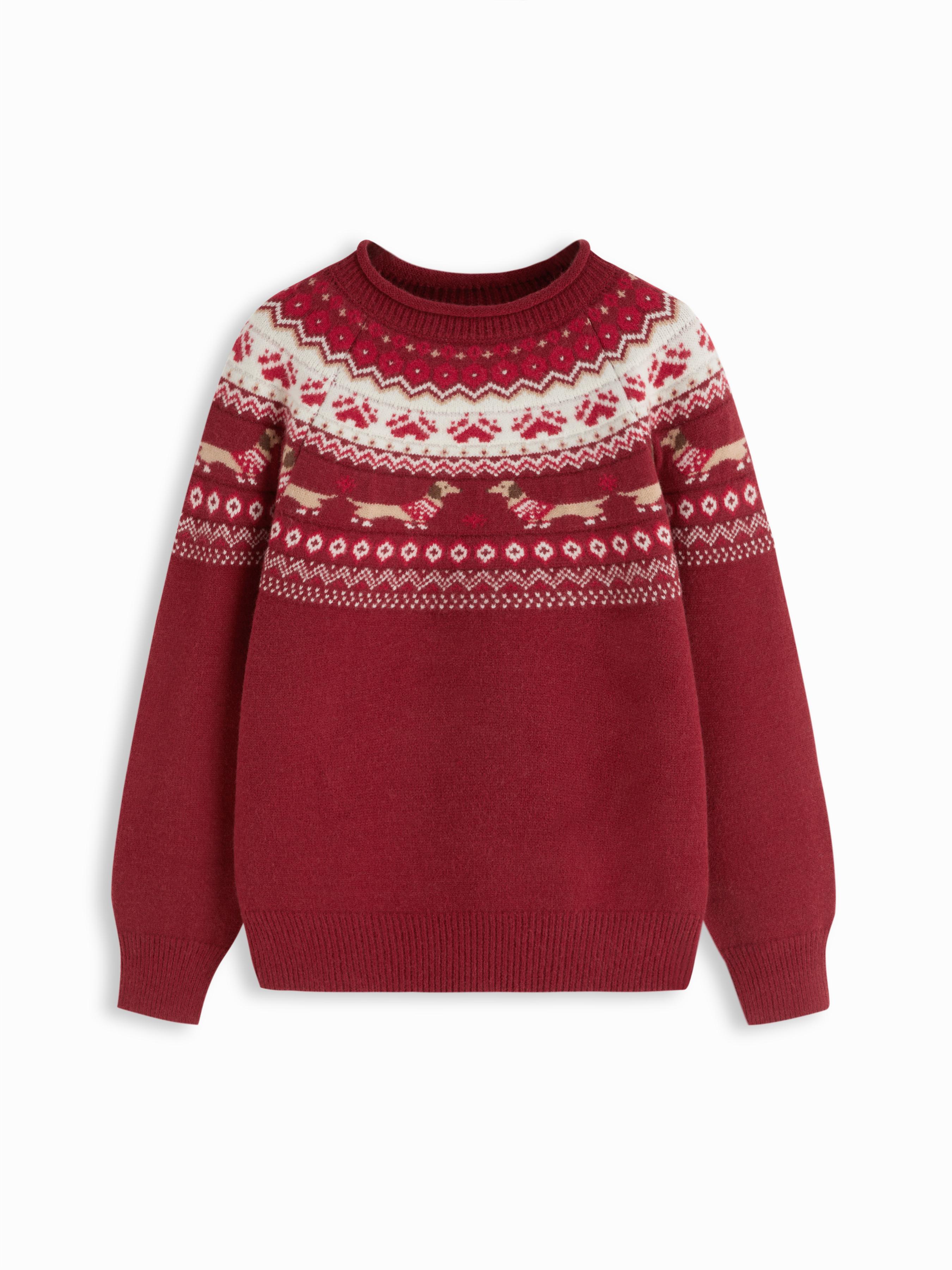 Dachshund Detail Round Neckline Oversized Sweater by CIDER