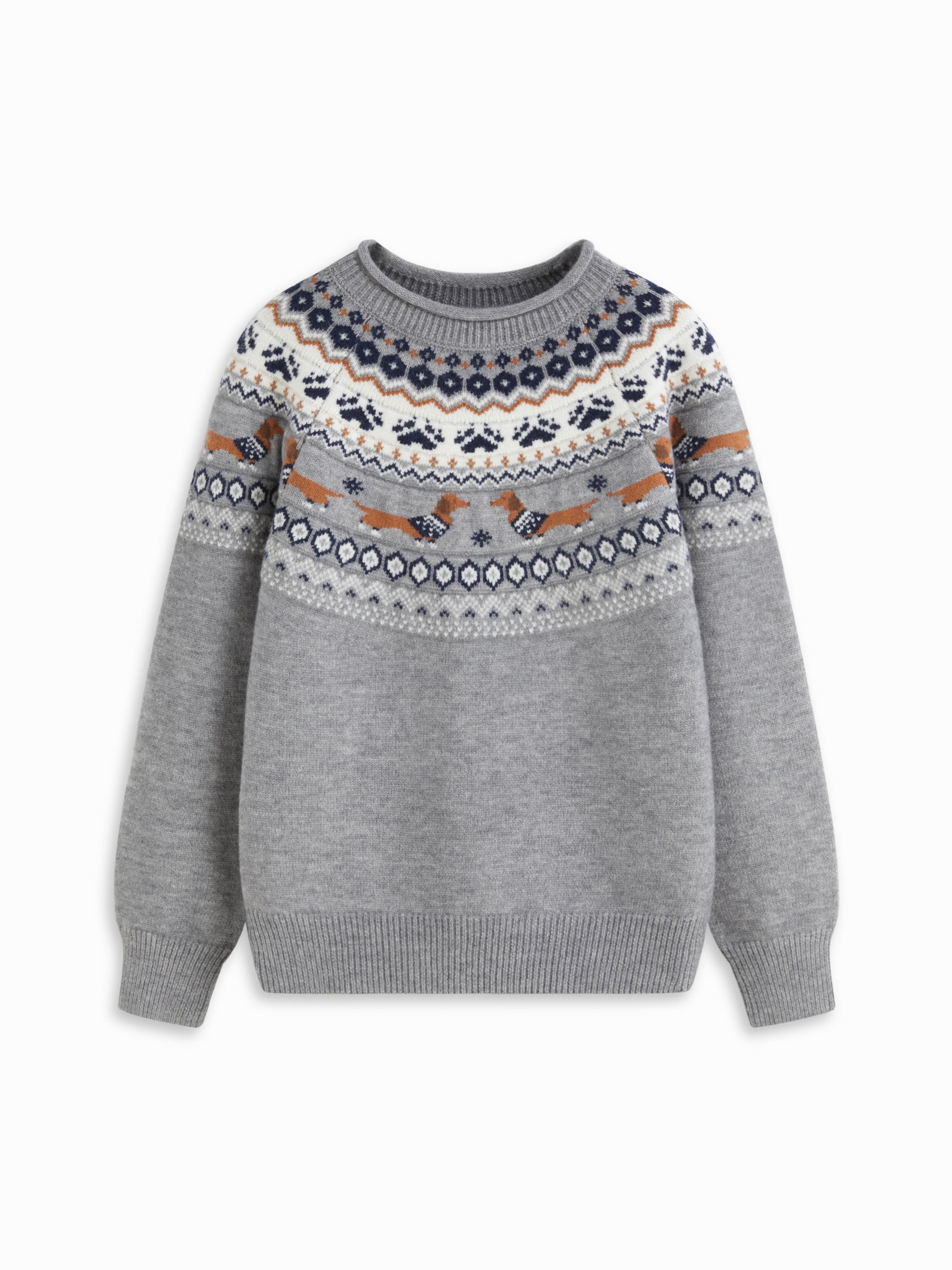 Dachshund Detail Round Neckline Oversized Sweater by CIDER