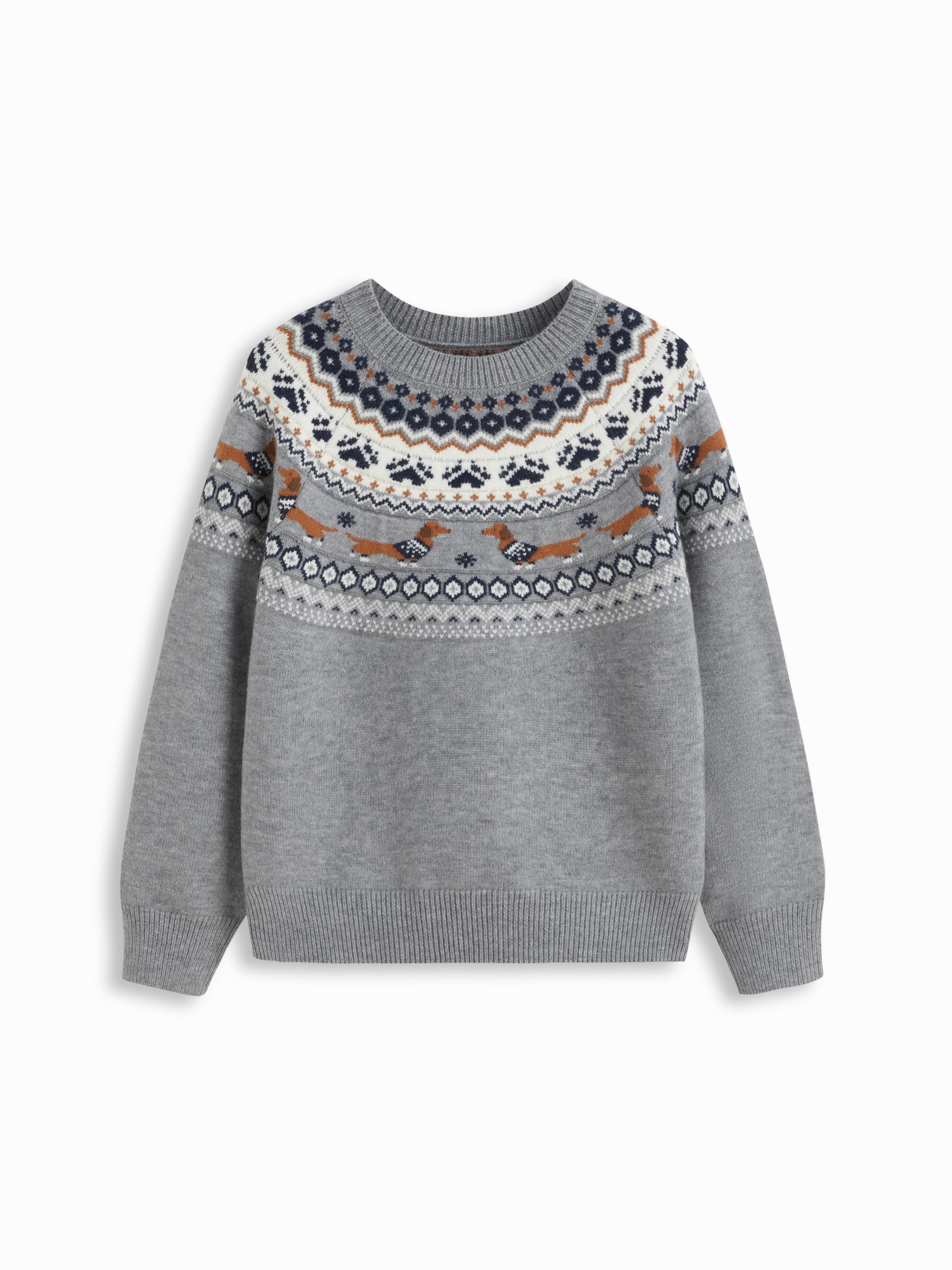Dachshund Detail Round Neckline Sweater Curve & Plus by CIDER