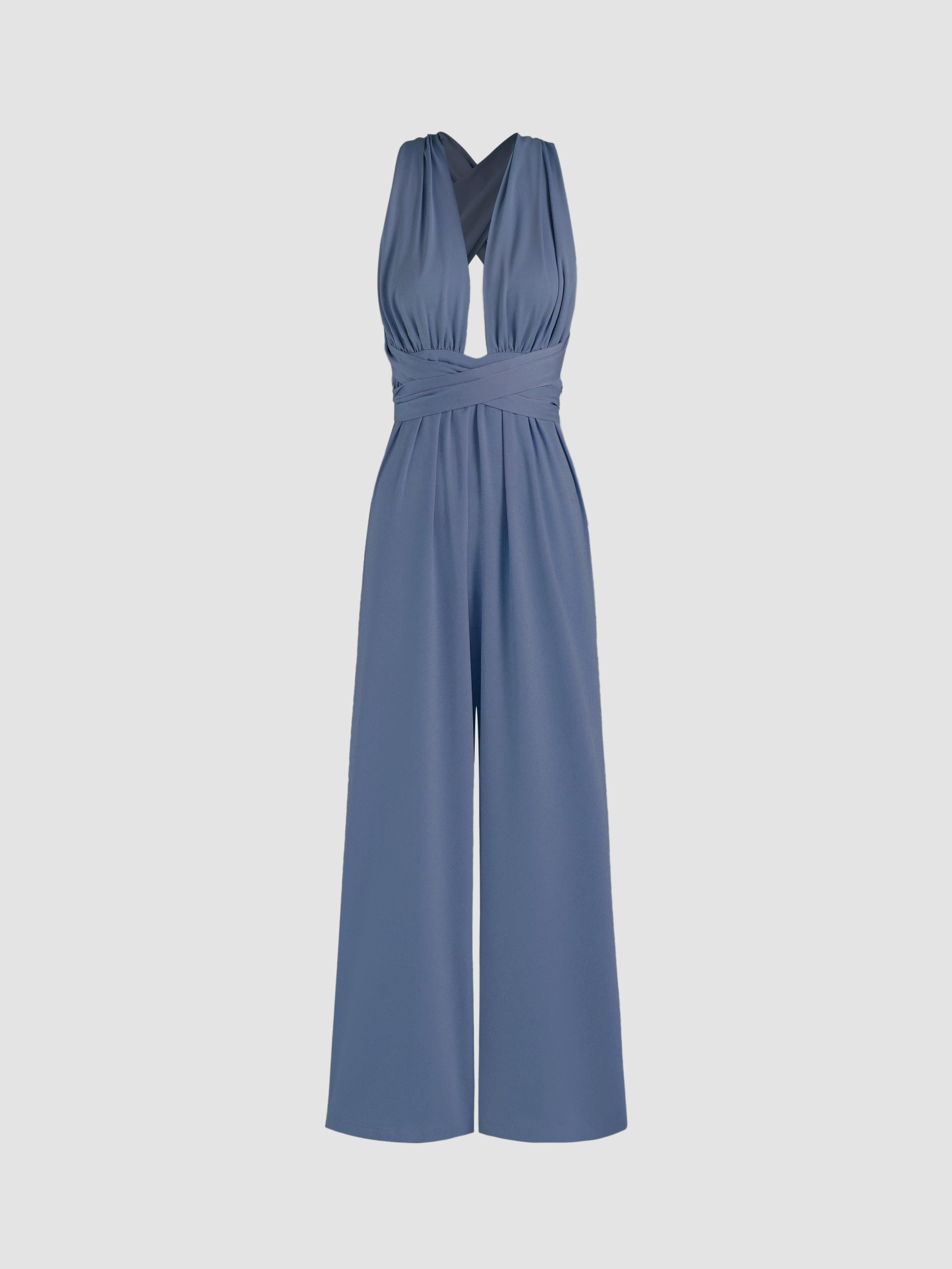 Deep V Tie Back Jumpsuit by CIDER