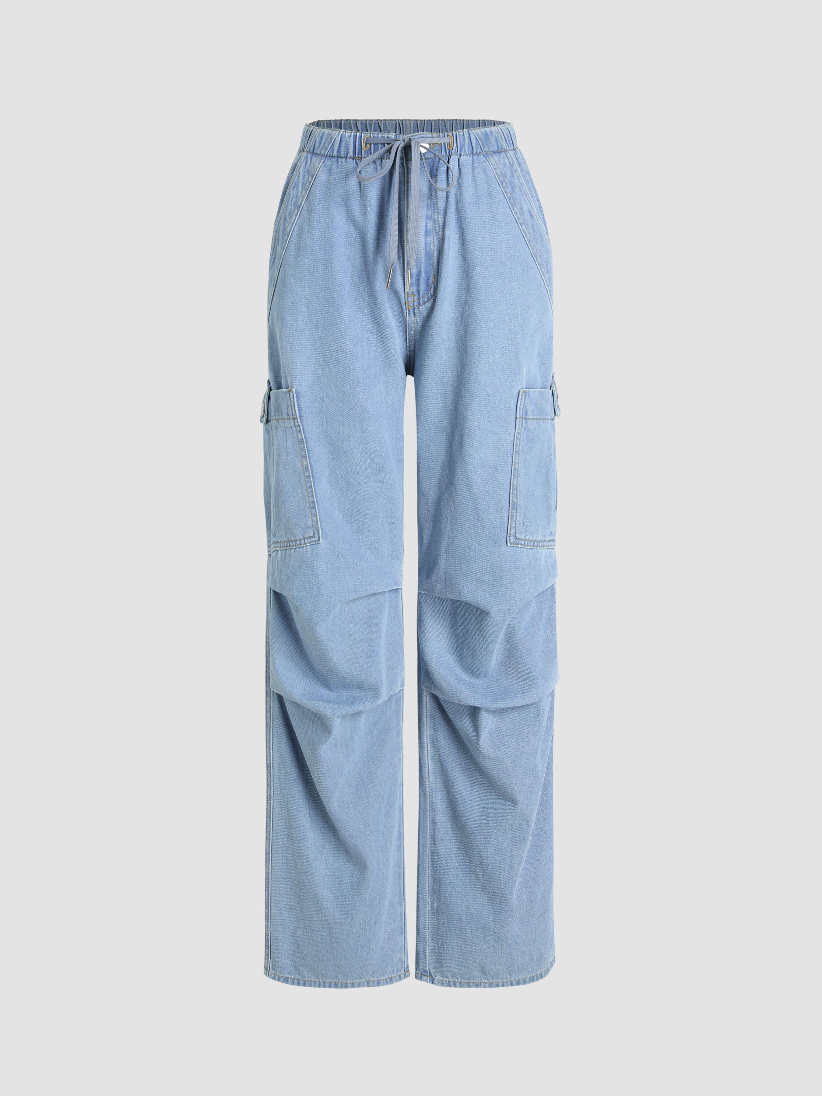 Denim Drawstring Cargo Pants by CIDER