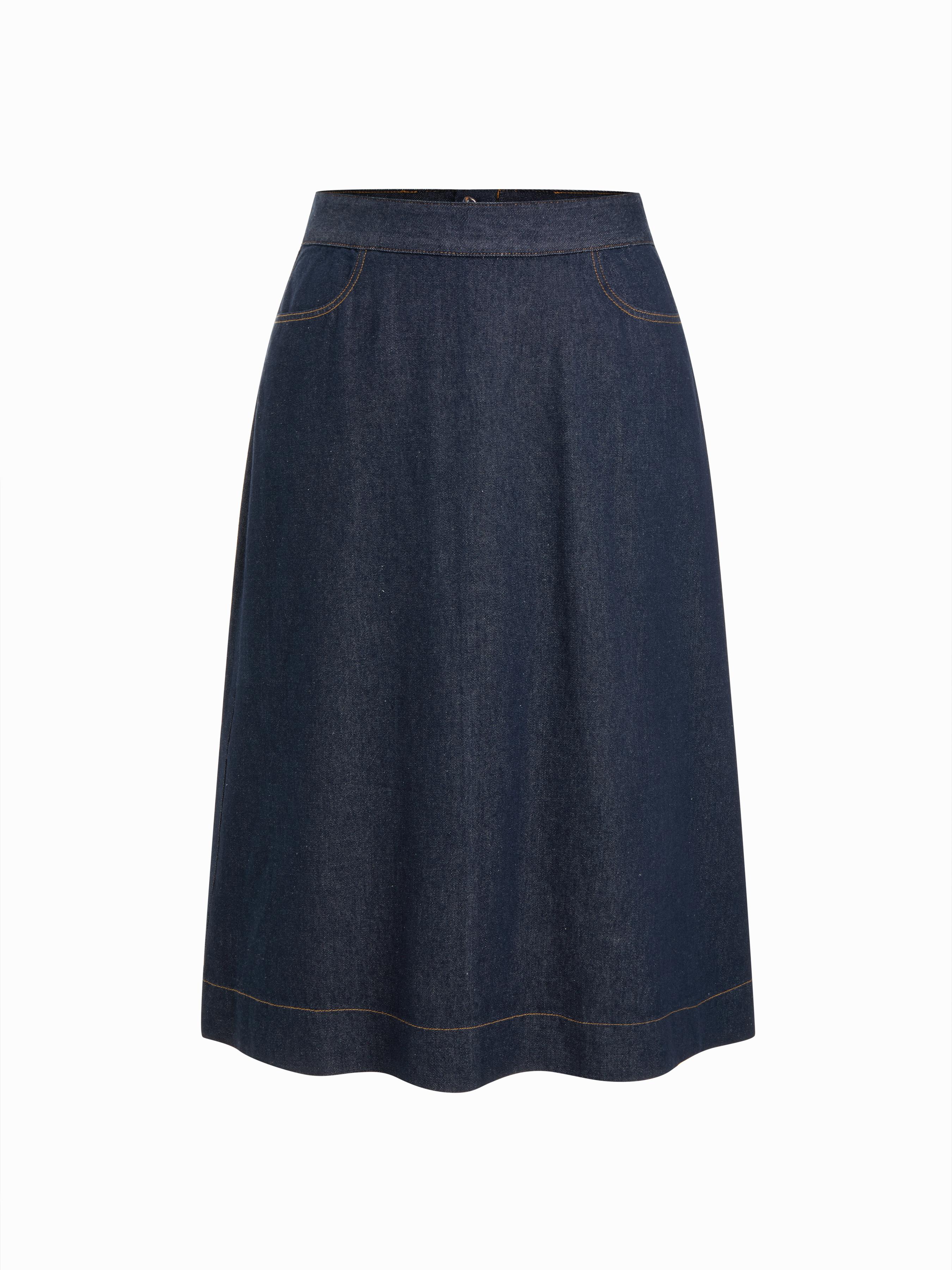 Denim High Rise A-line Maxi Skirt Curve & Plus by CIDER Denim High Rise A-line Maxi Skirt Curve & Plus by CIDER