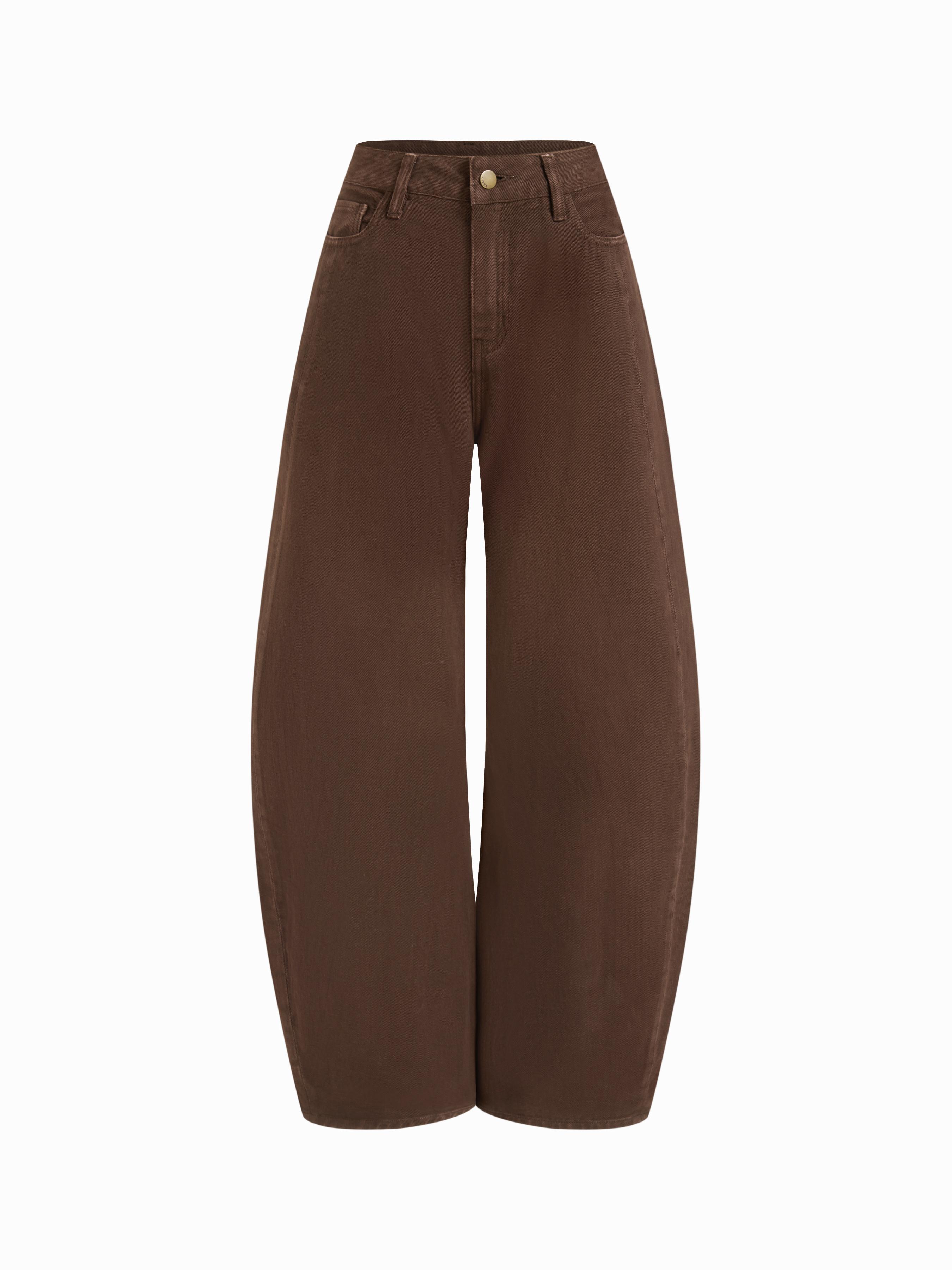 Denim Low Rise Solid Pocket Barrel-leg Jeans by CIDER