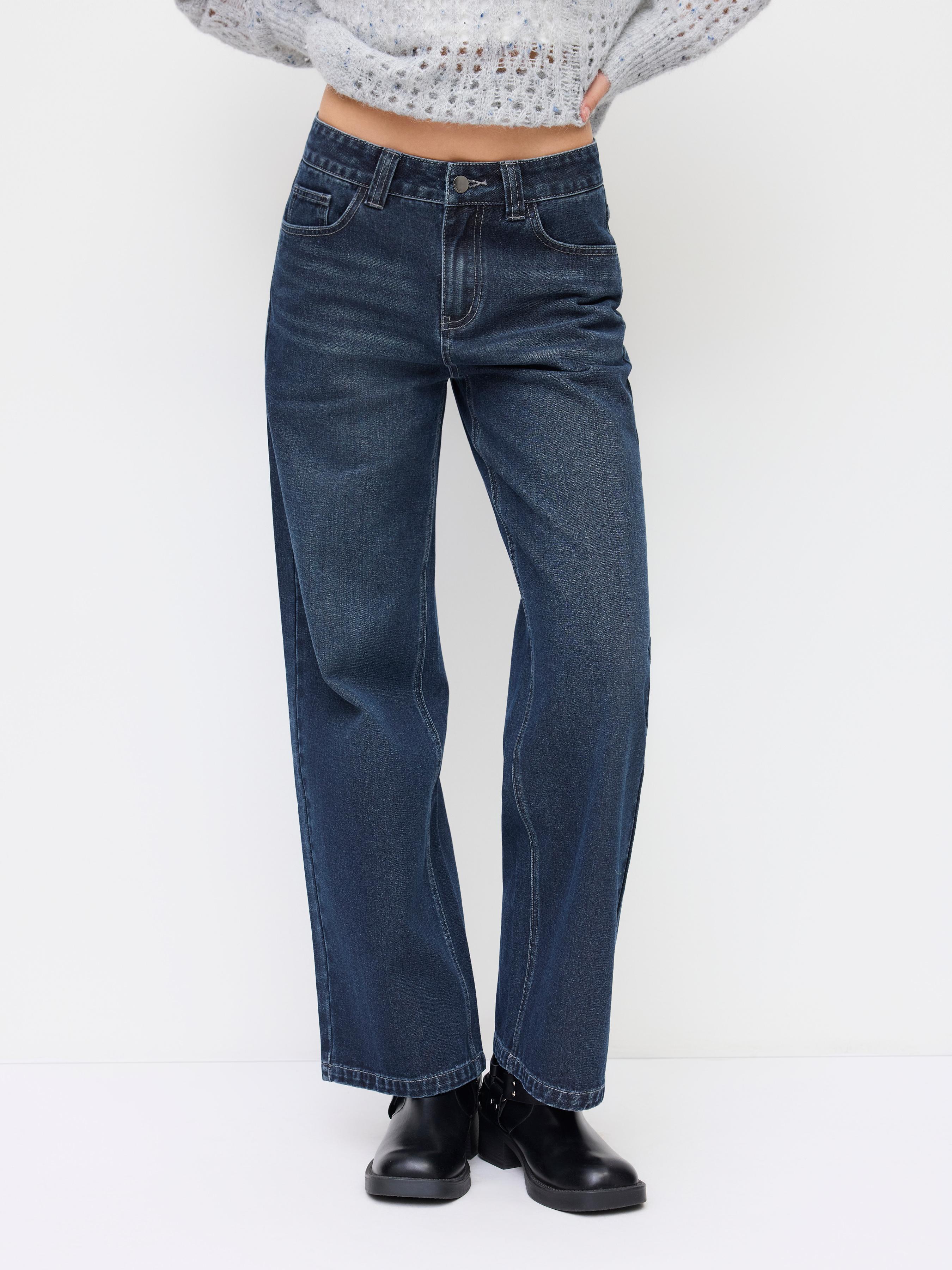 Denim Low Rise Straight Leg Jeans by CIDER