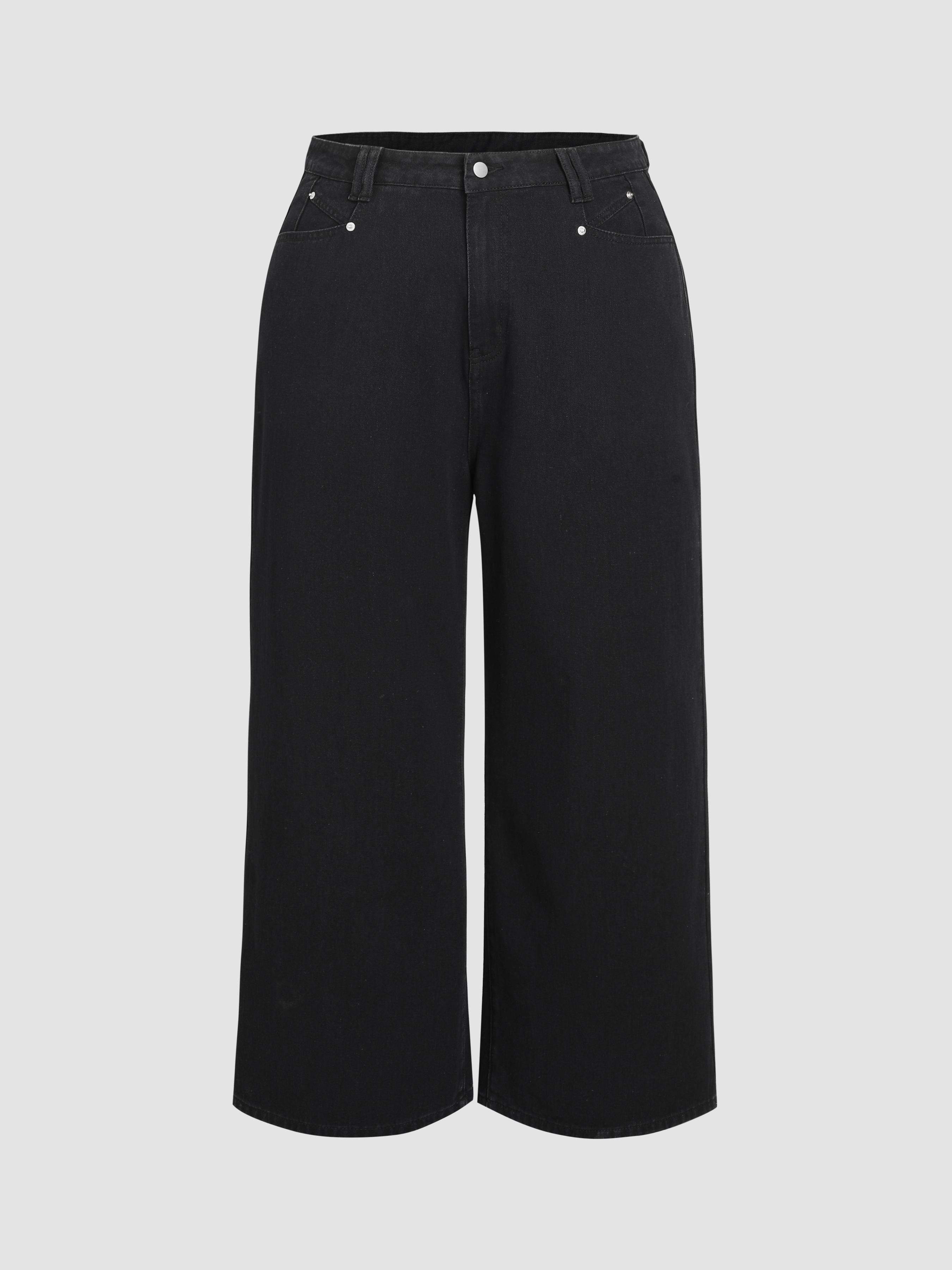 Denim Mid Waist Pocket Baggy Jeans Curve & Plus by CIDER