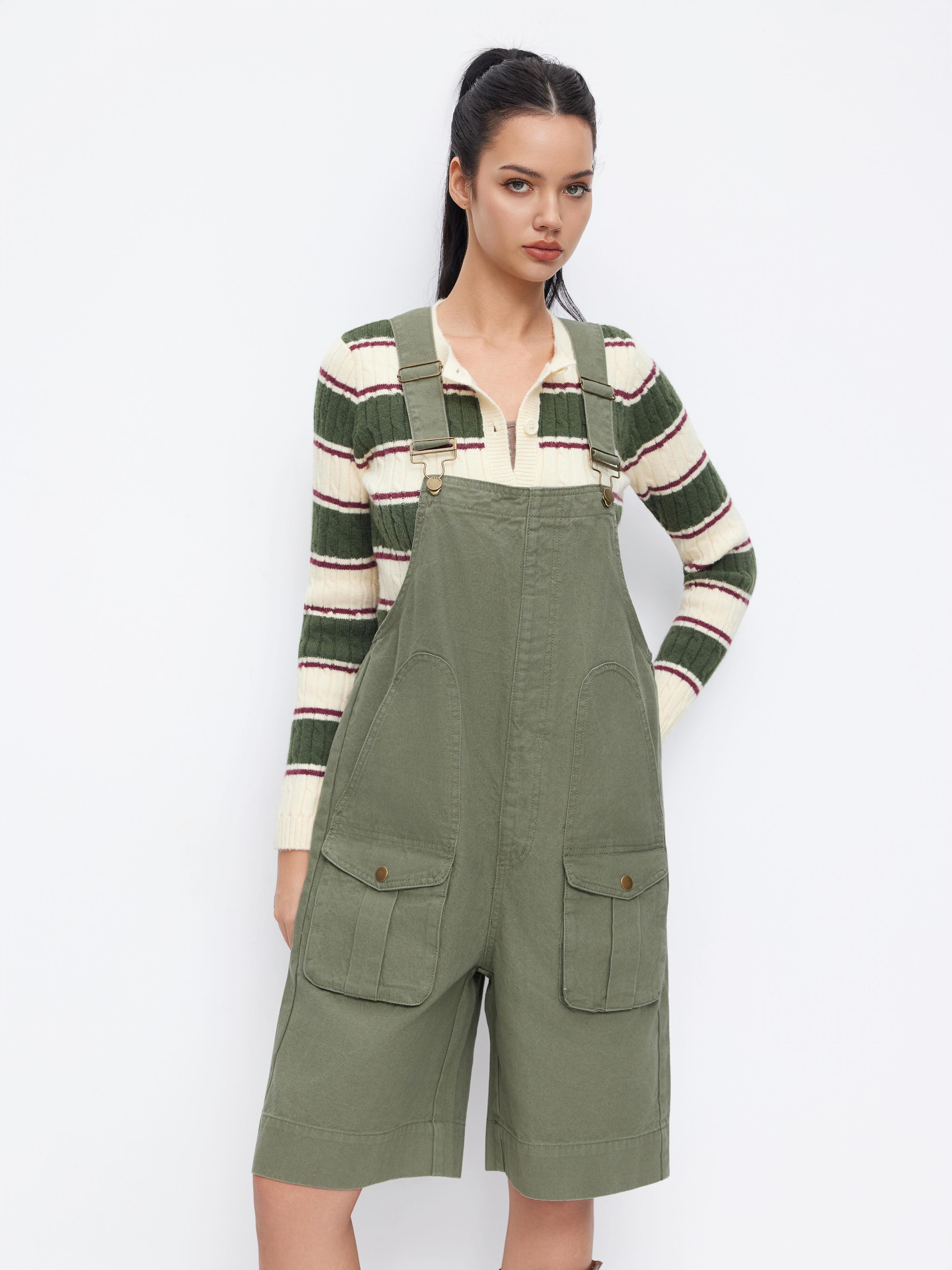 Denim Oversized Buckle Up Wide Leg Romper by CIDER