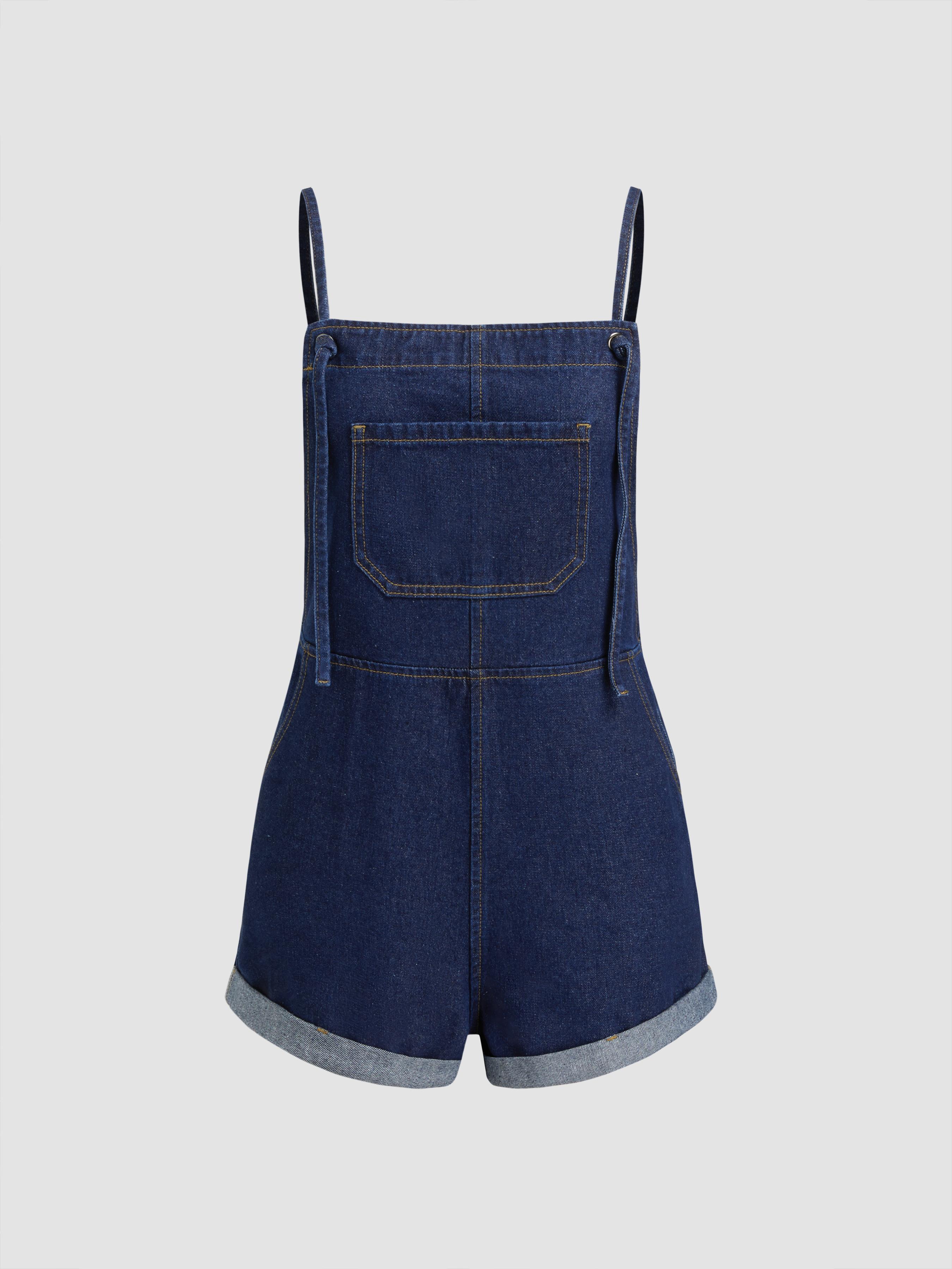 Denim Pocket Ultra Short Romper by CIDER