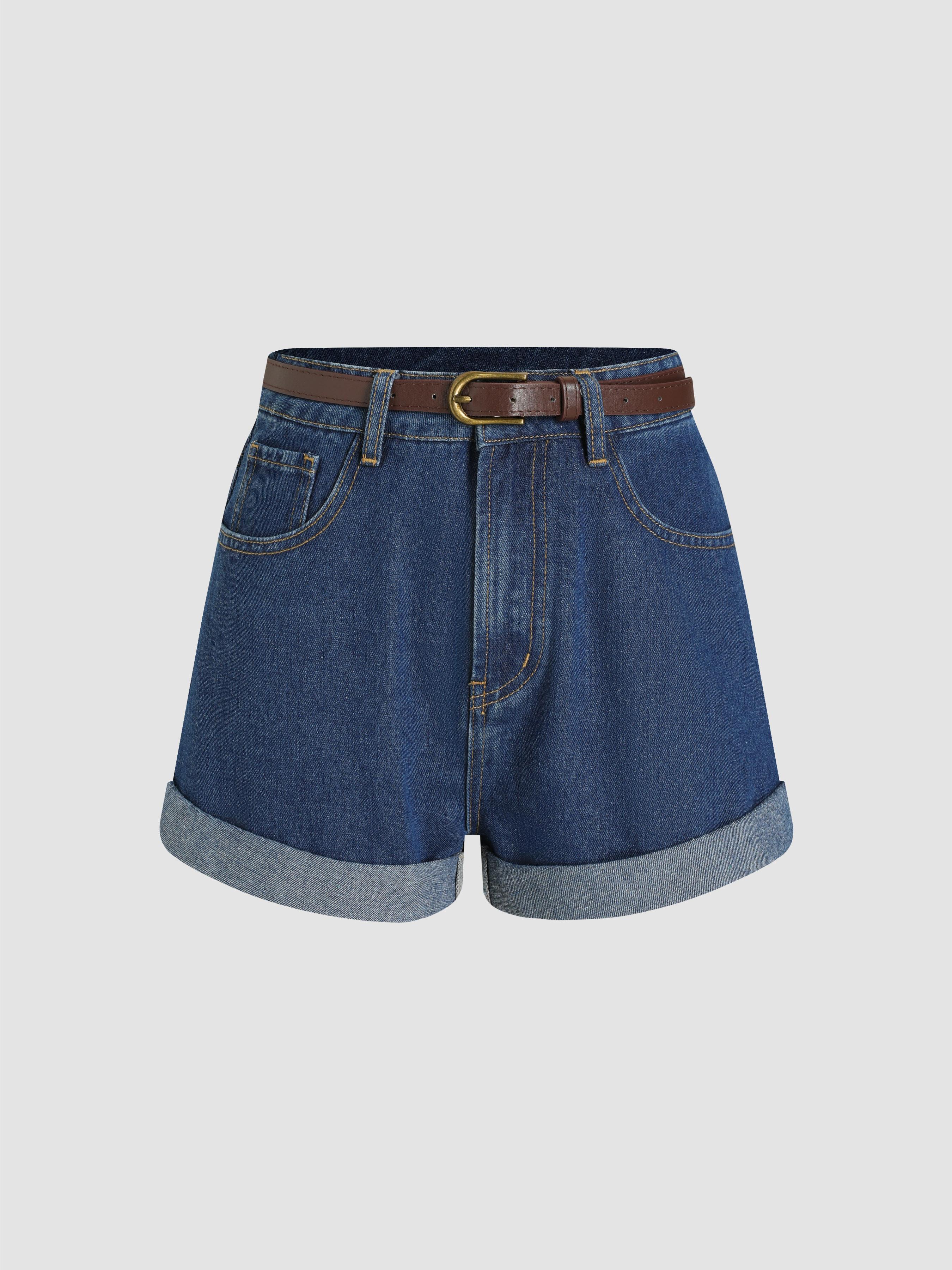 Denim Shorts With Belt by CIDER