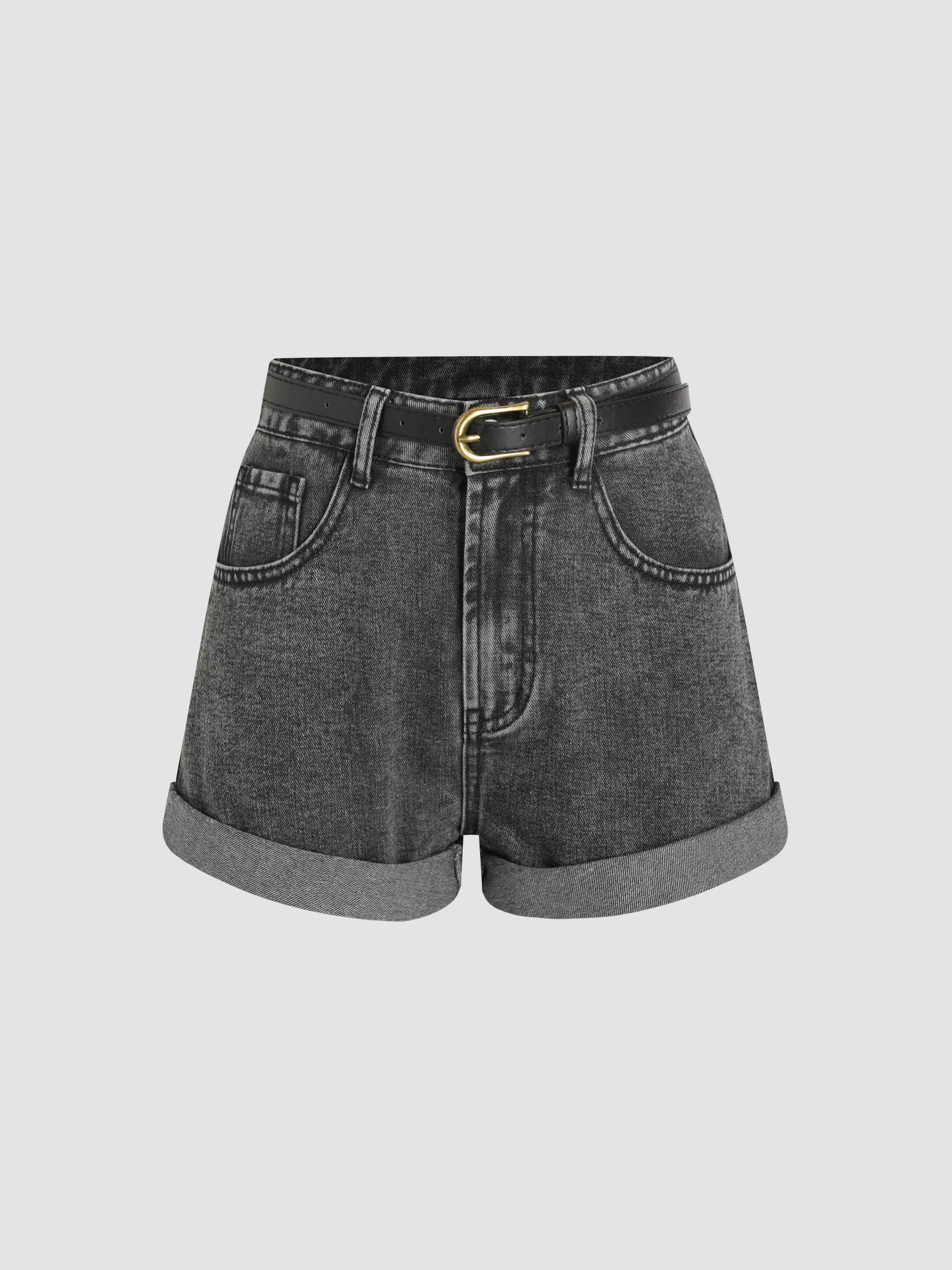 Denim Shorts With Belt by CIDER