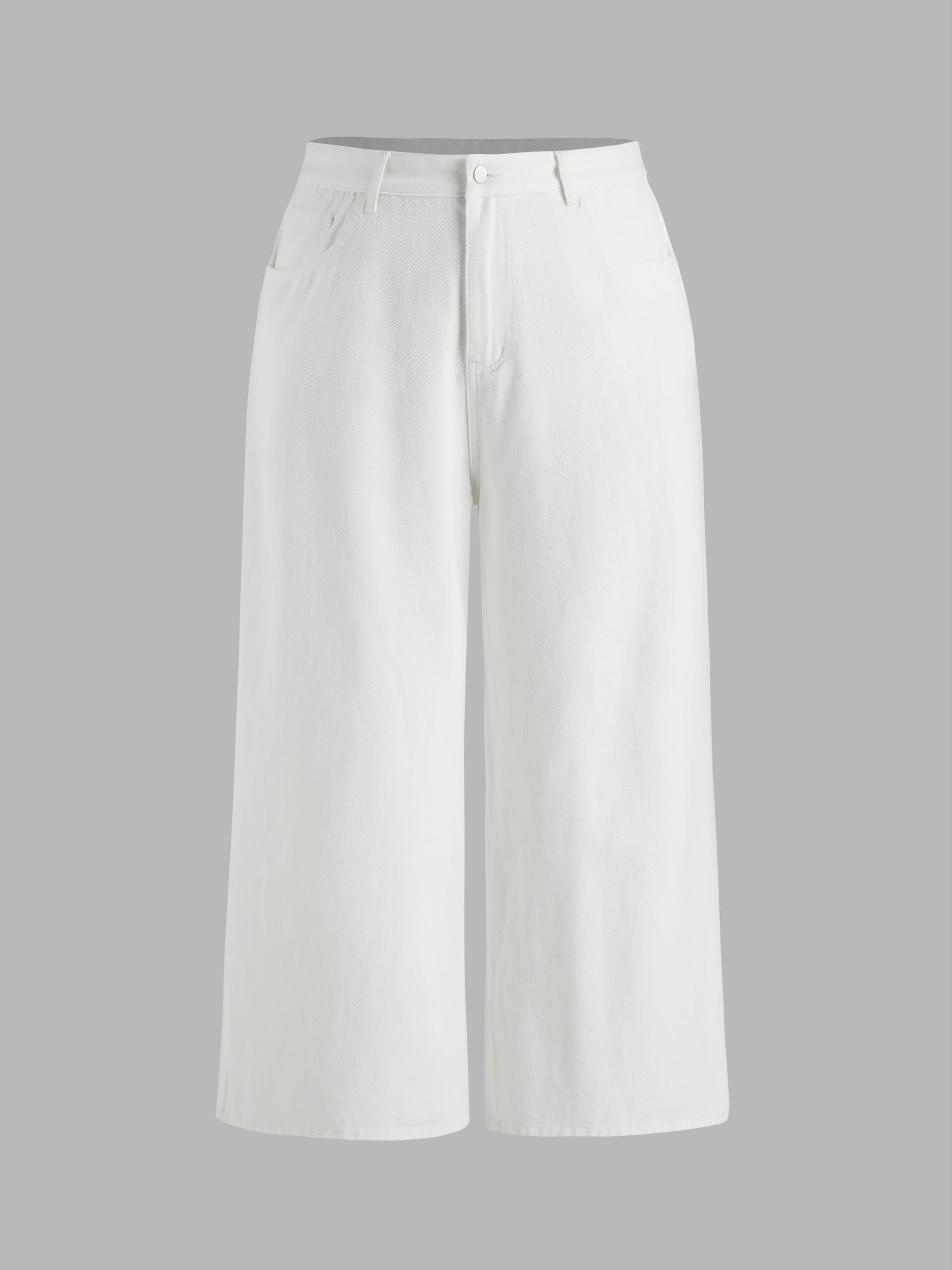 Denim Solid Pocket Baggy Jeans Curve & Plus by CIDER