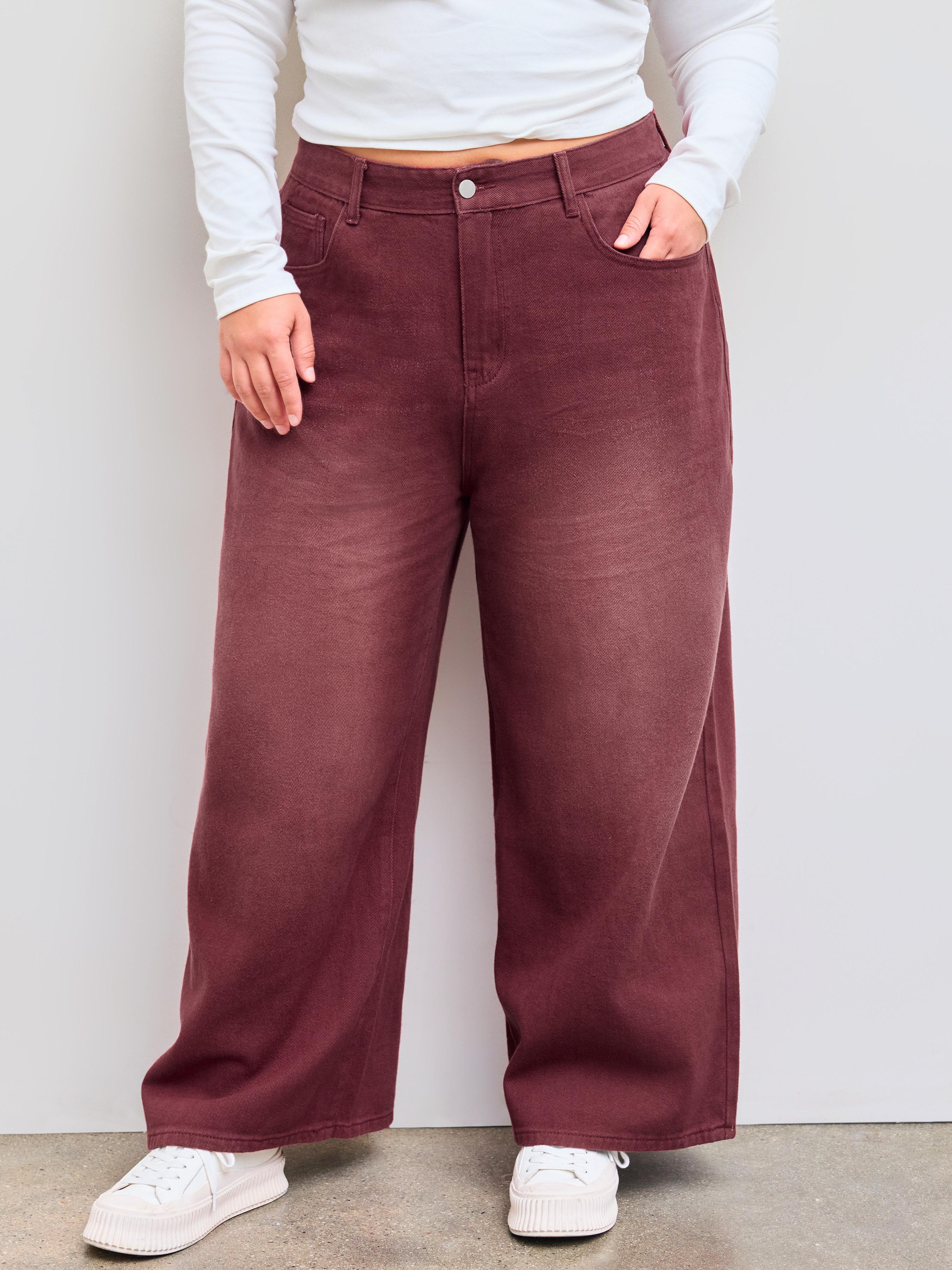 Denim Solid Pocket Baggy Jeans Curve & Plus by CIDER