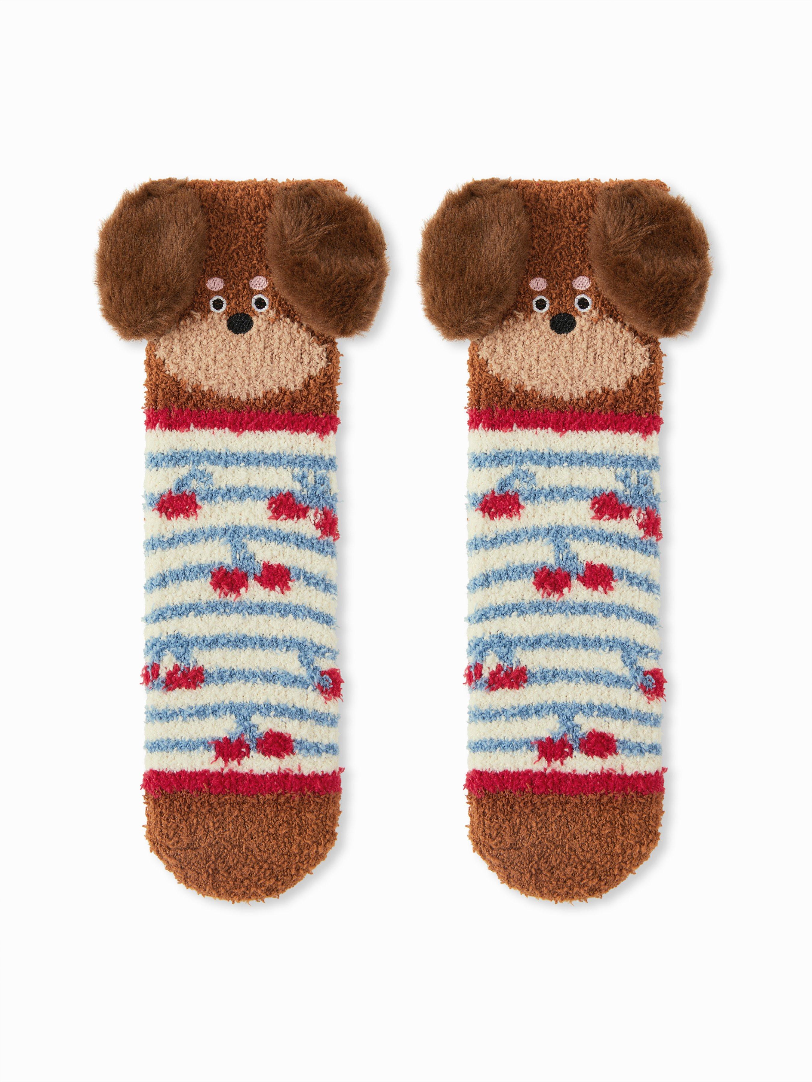 Dog EAR Cherry Fuzzy Crew Socks by CIDER