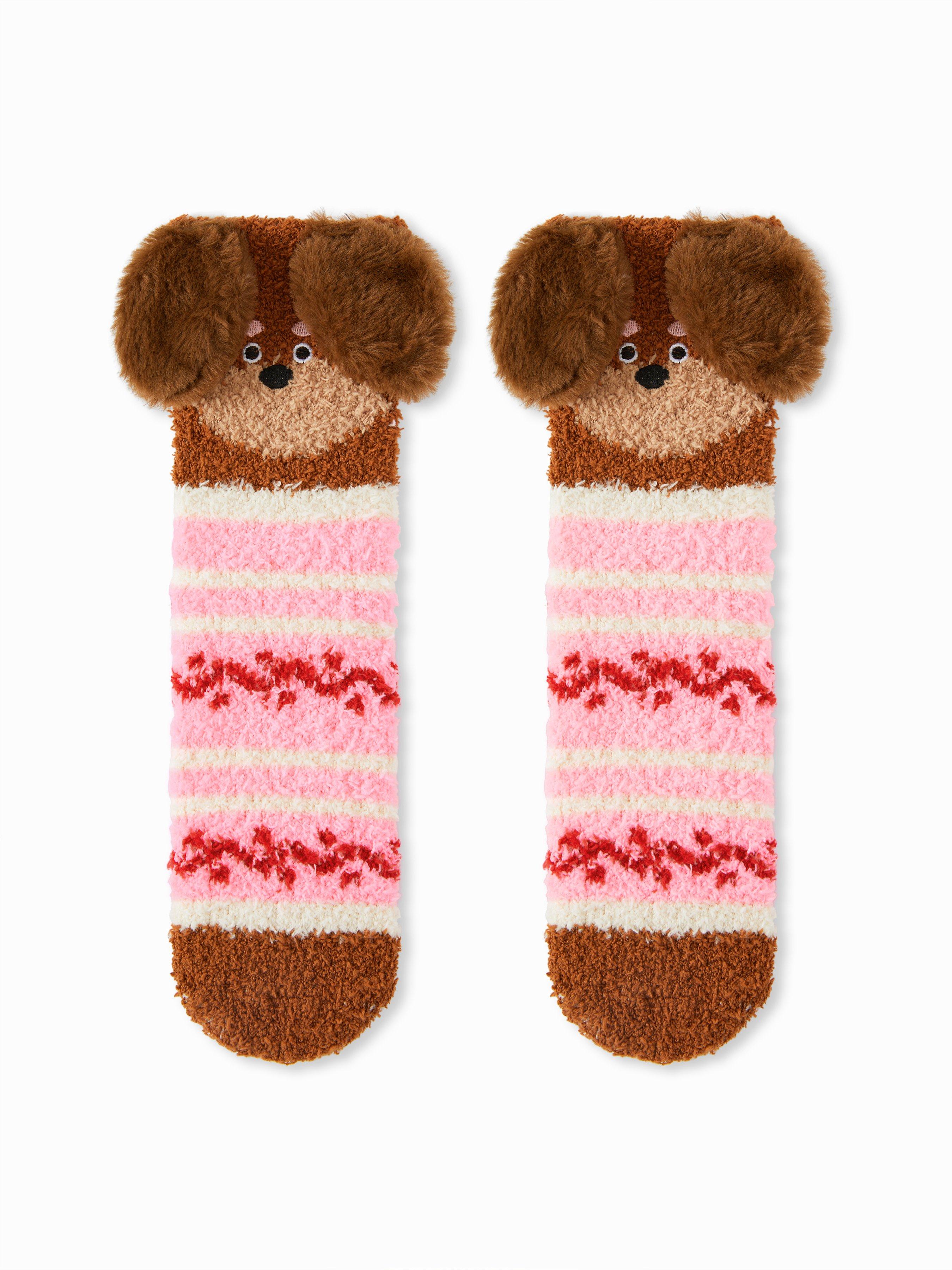 Dog EAR Cherry Fuzzy Crew Socks by CIDER