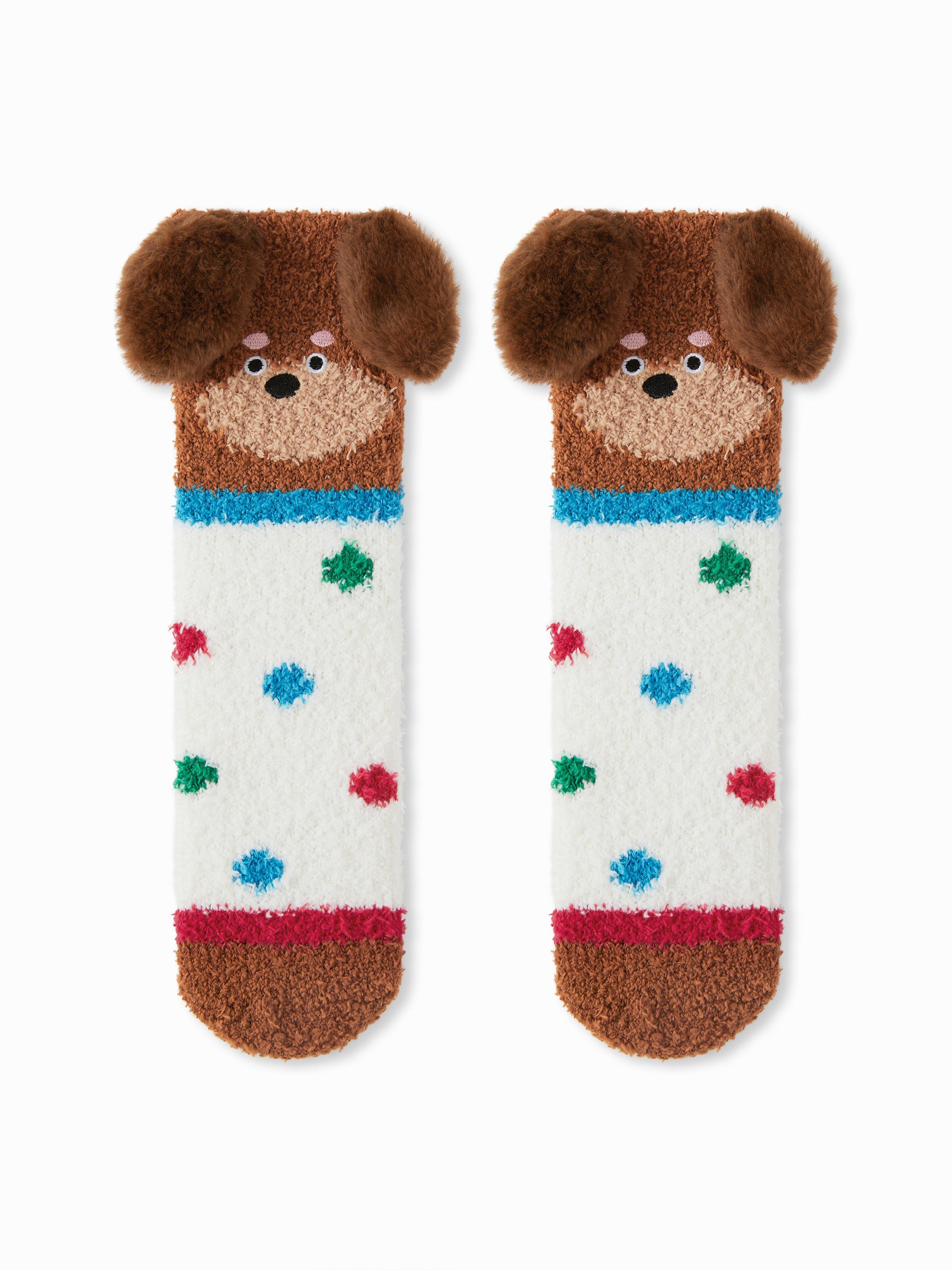 Dog EAR Cherry Fuzzy Crew Socks by CIDER