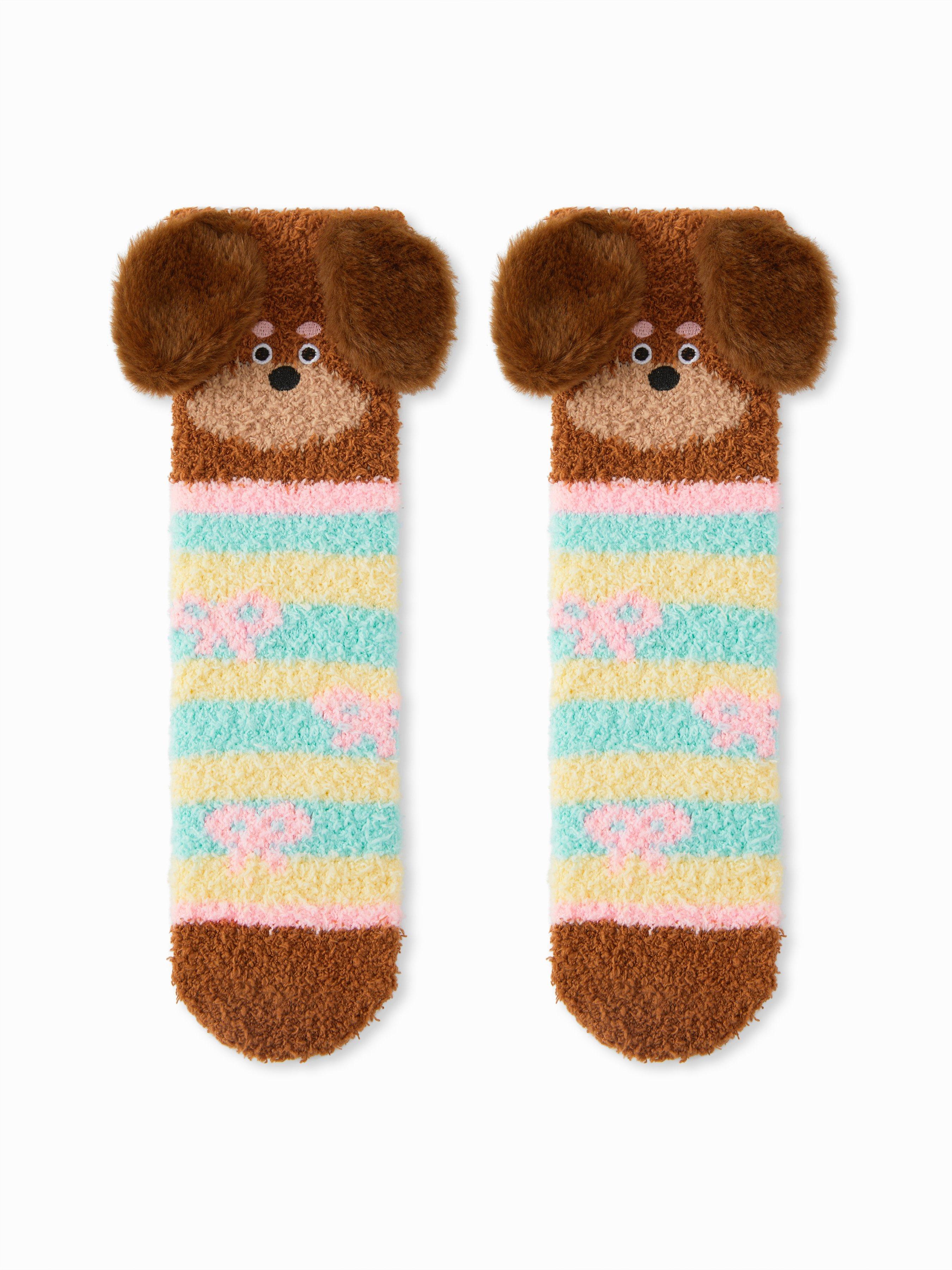 Dog EAR Cherry Fuzzy Crew Socks by CIDER