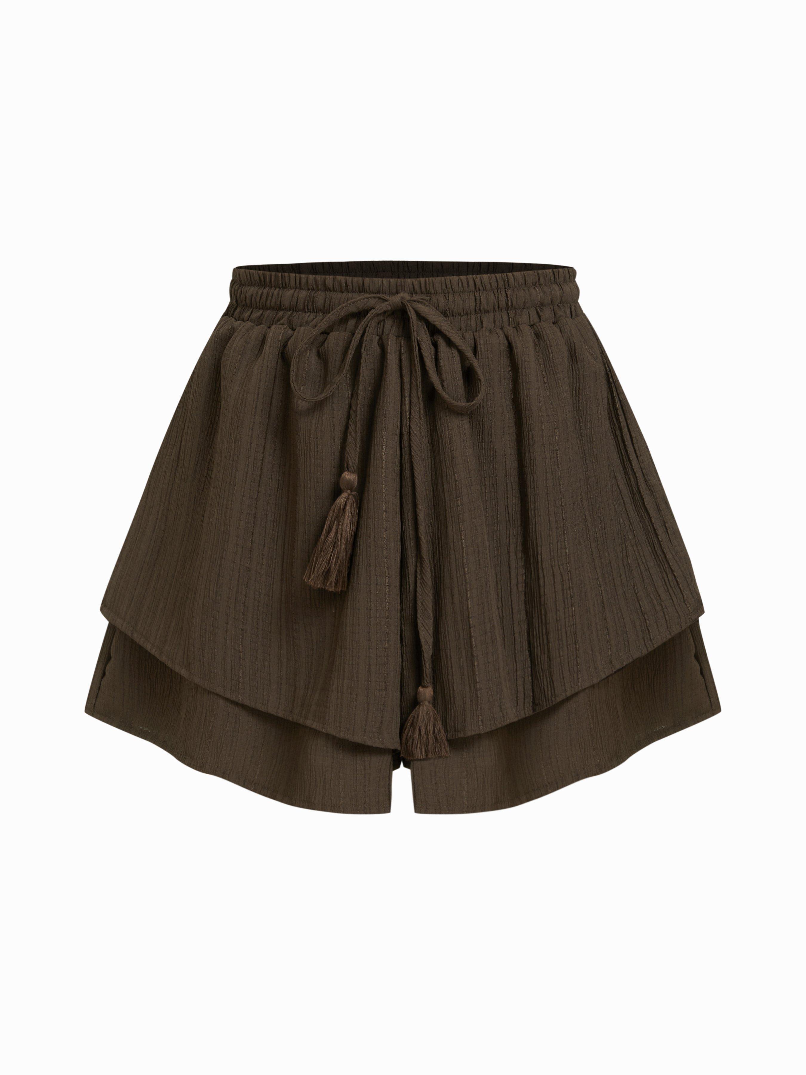 Double Layered Baggy Pull-On Shorts by CIDER