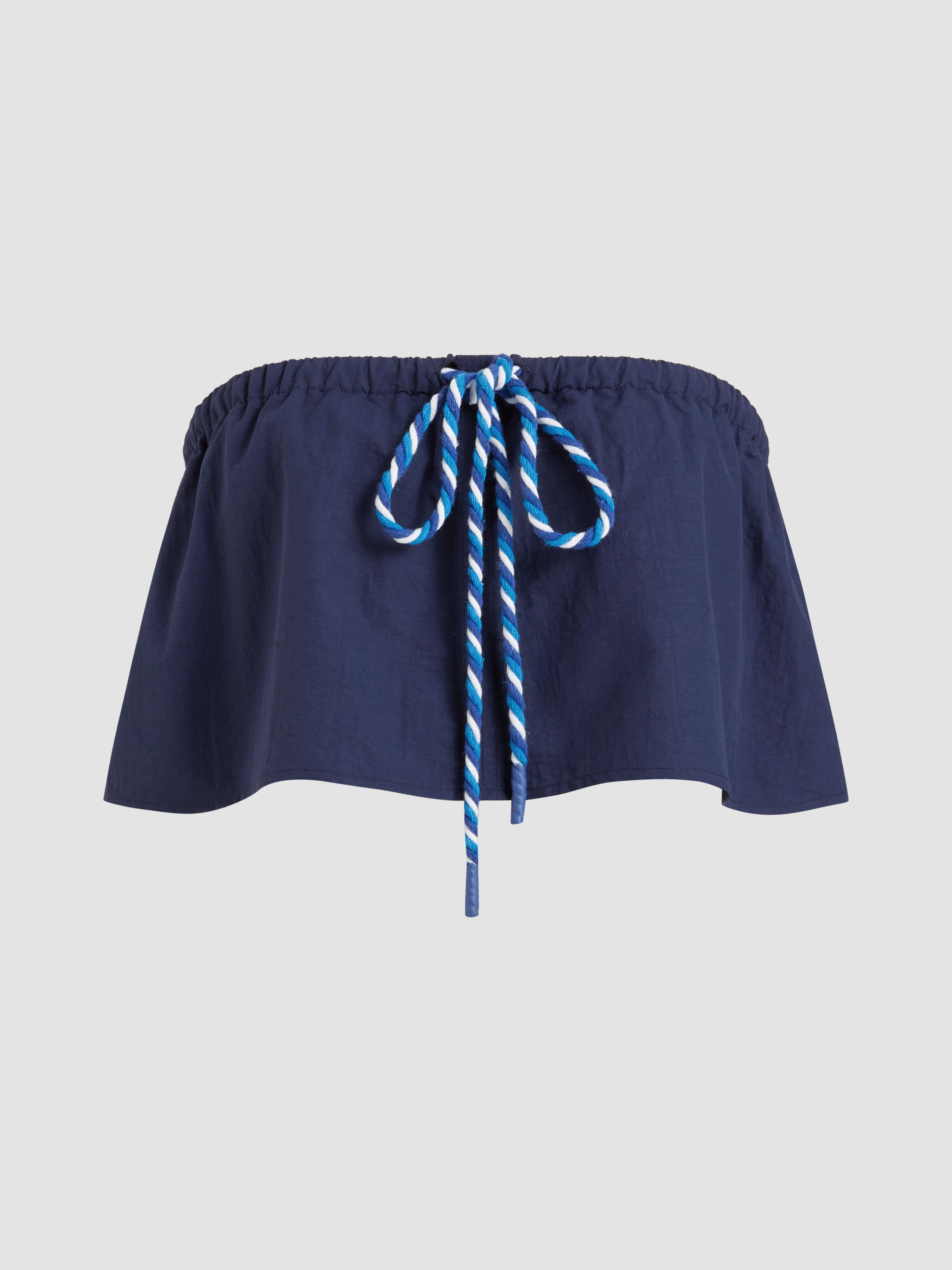 Drawstring Knotted Bandeau Crop Top by CIDER