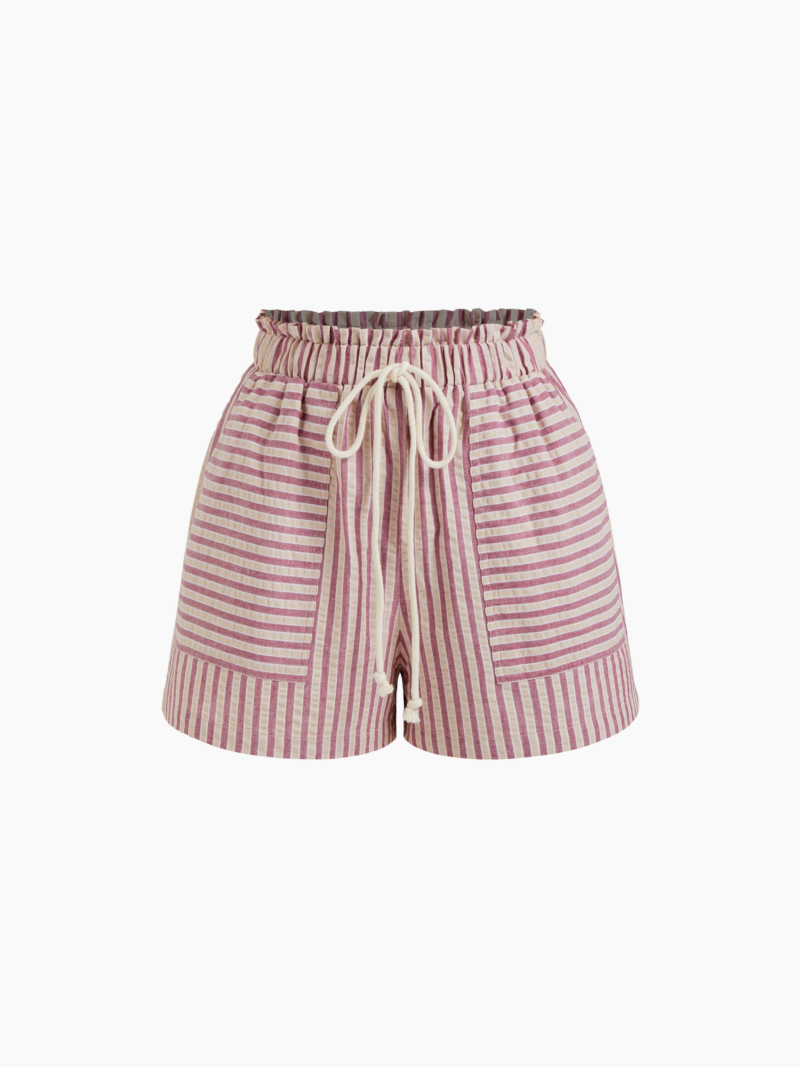 Drawstring Pull-On Striped Shorts by CIDER