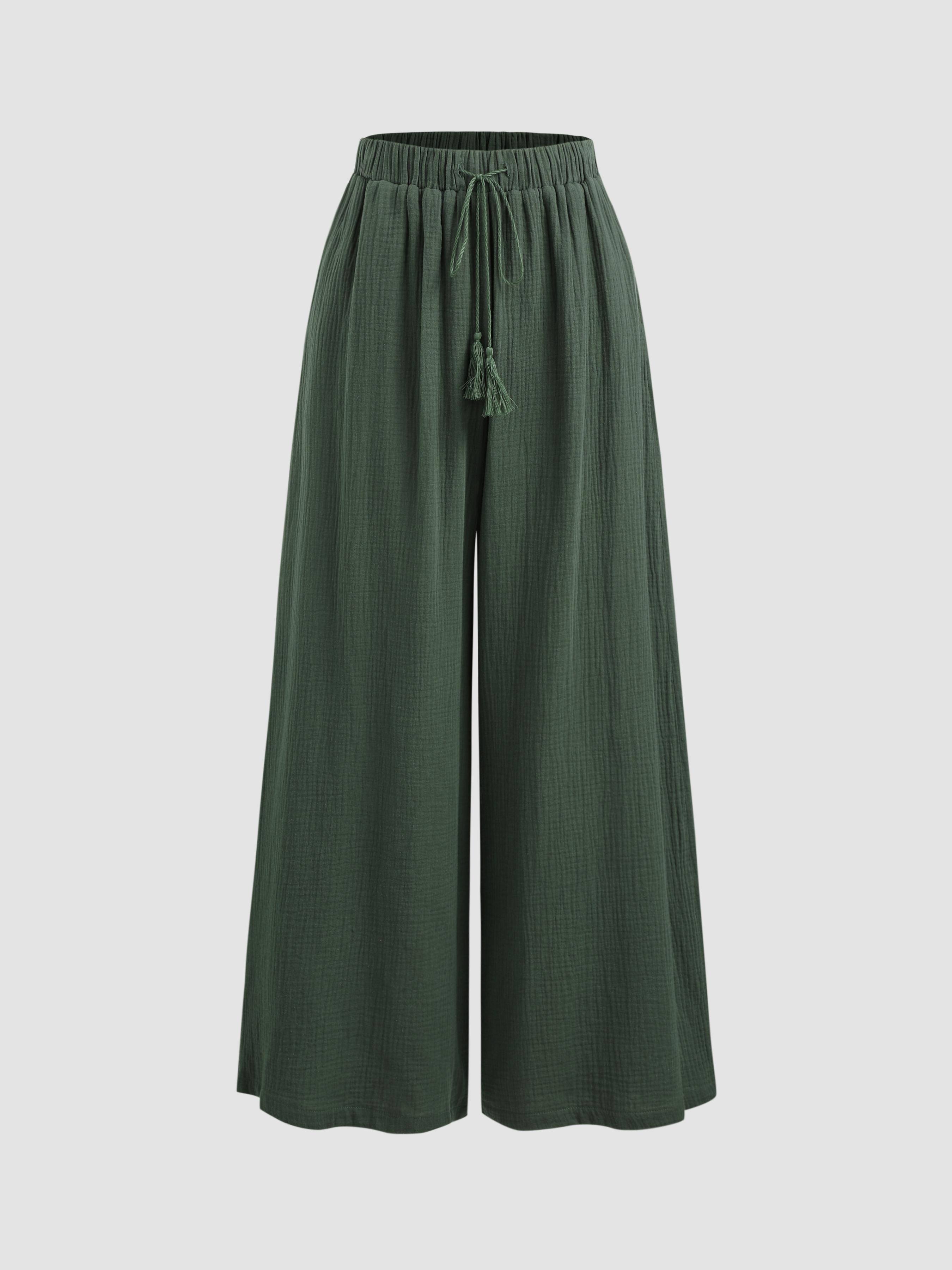 Drawstring Pull-on Wide Leg Pants by CIDER