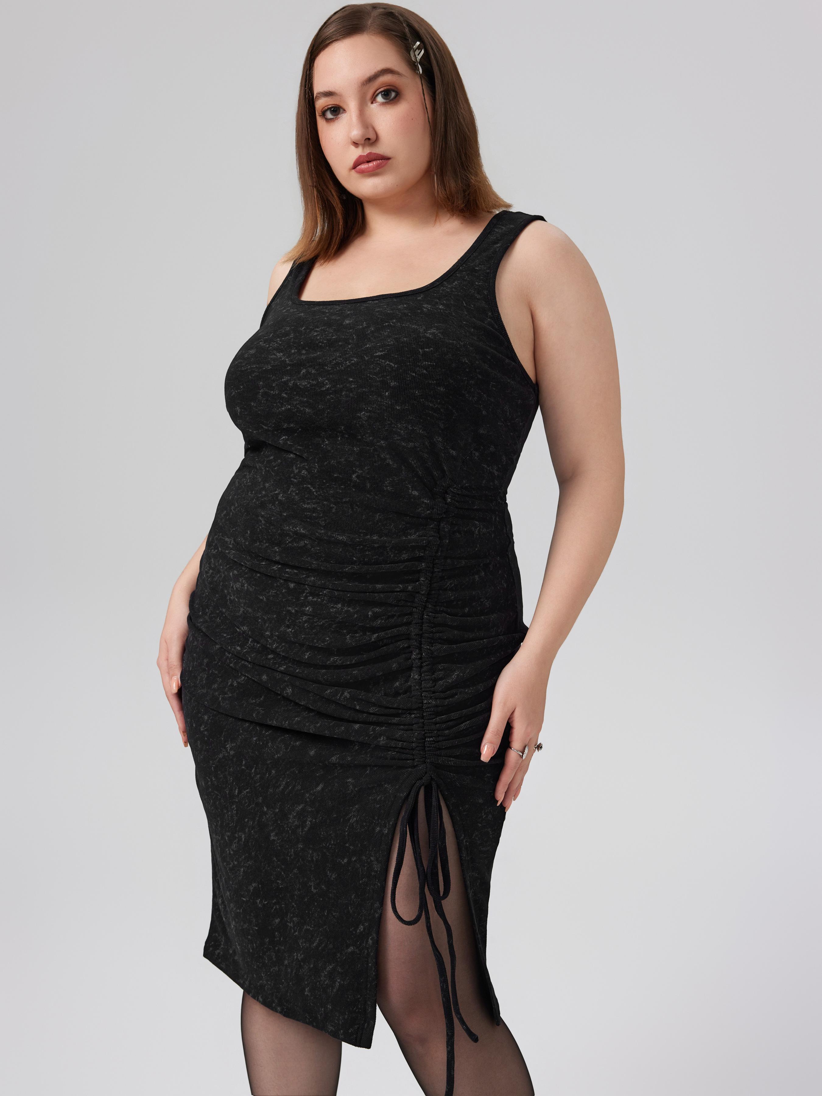 Drawstring Split Midi Dress Curve & Plus by CIDER