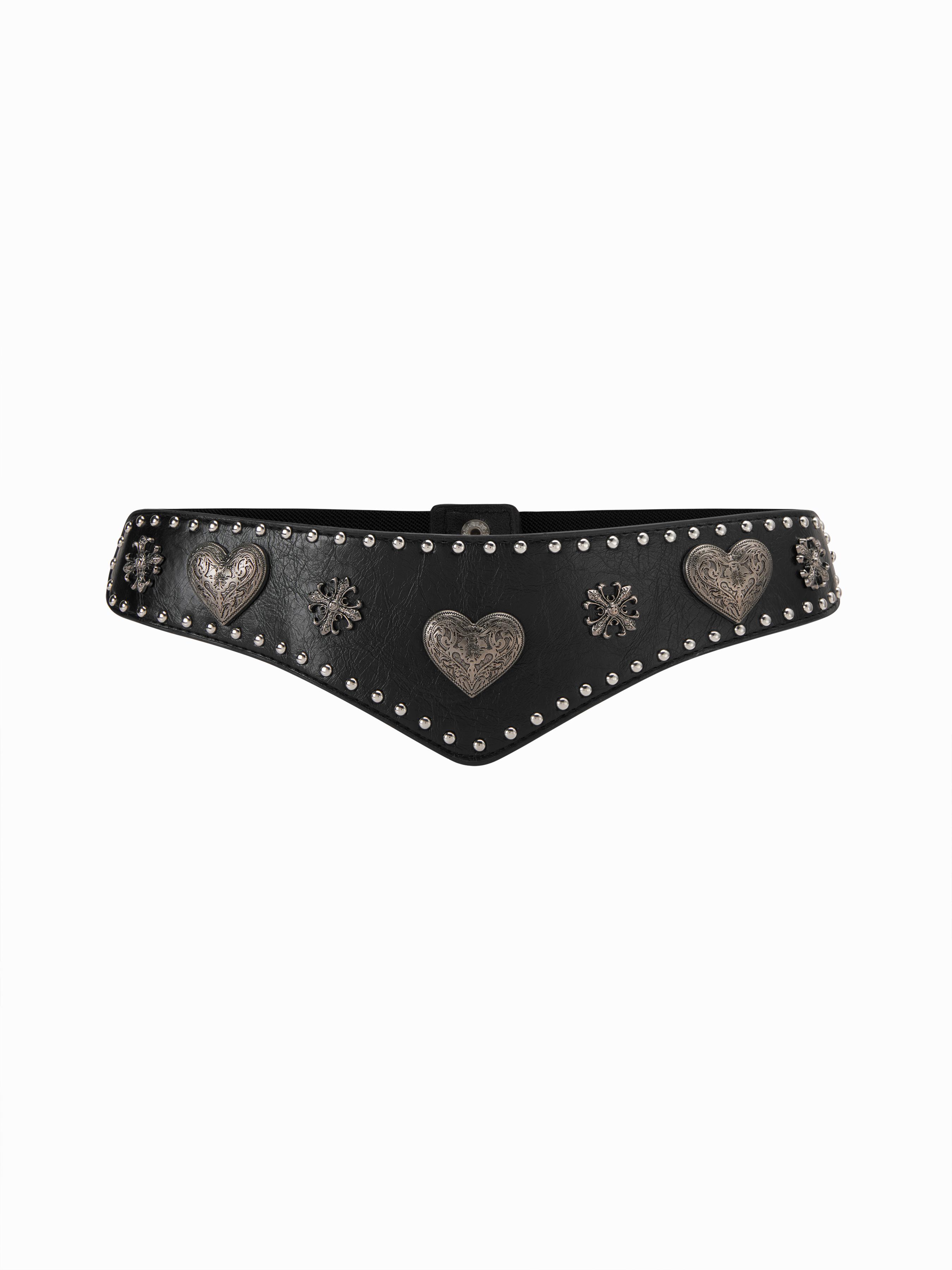 ENGRAVED HEART & STUDDED CORSET BELT by CIDER
