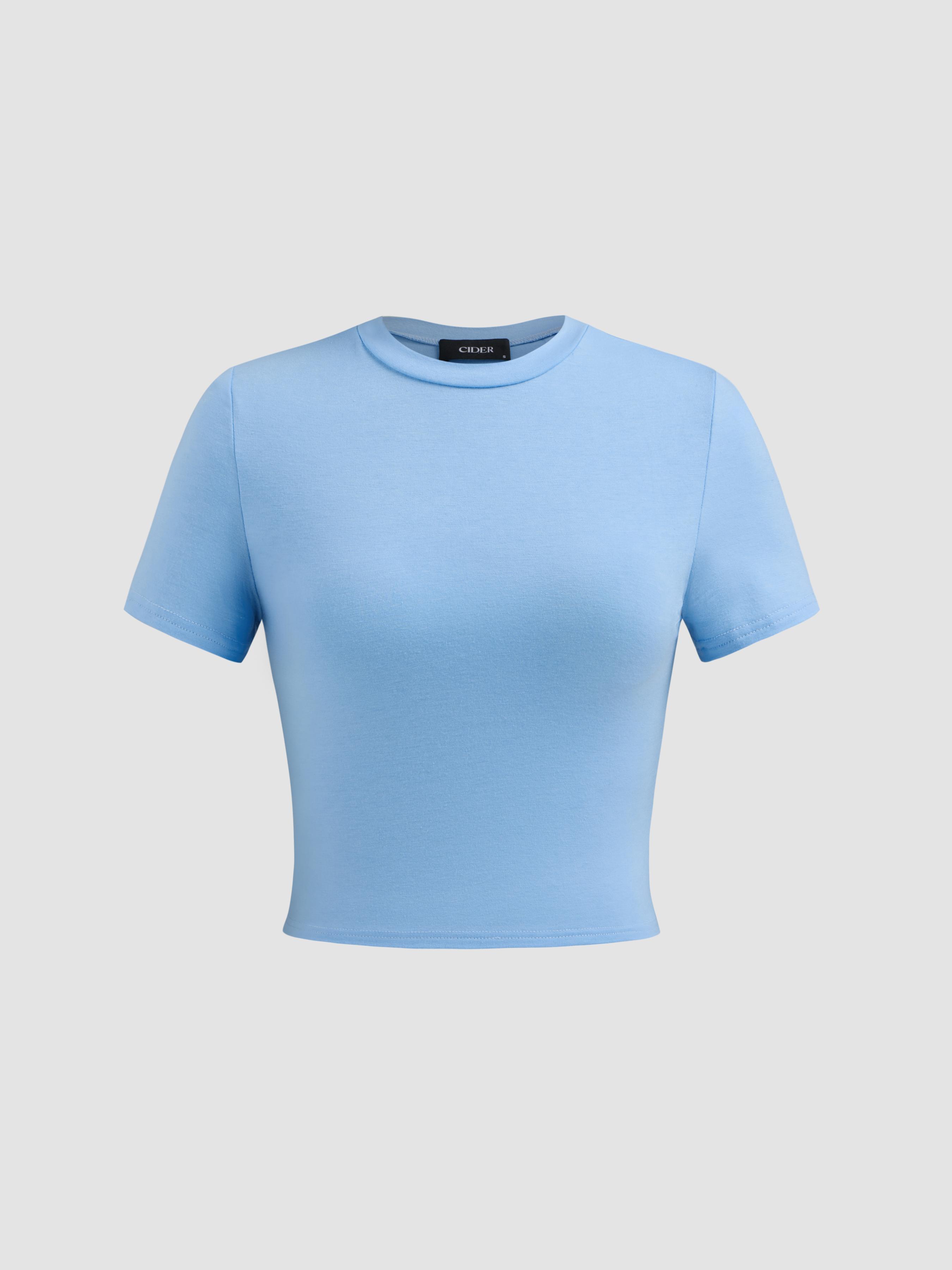 Einfarbiges Kurzarm Crop-T-Shirt by CIDER
