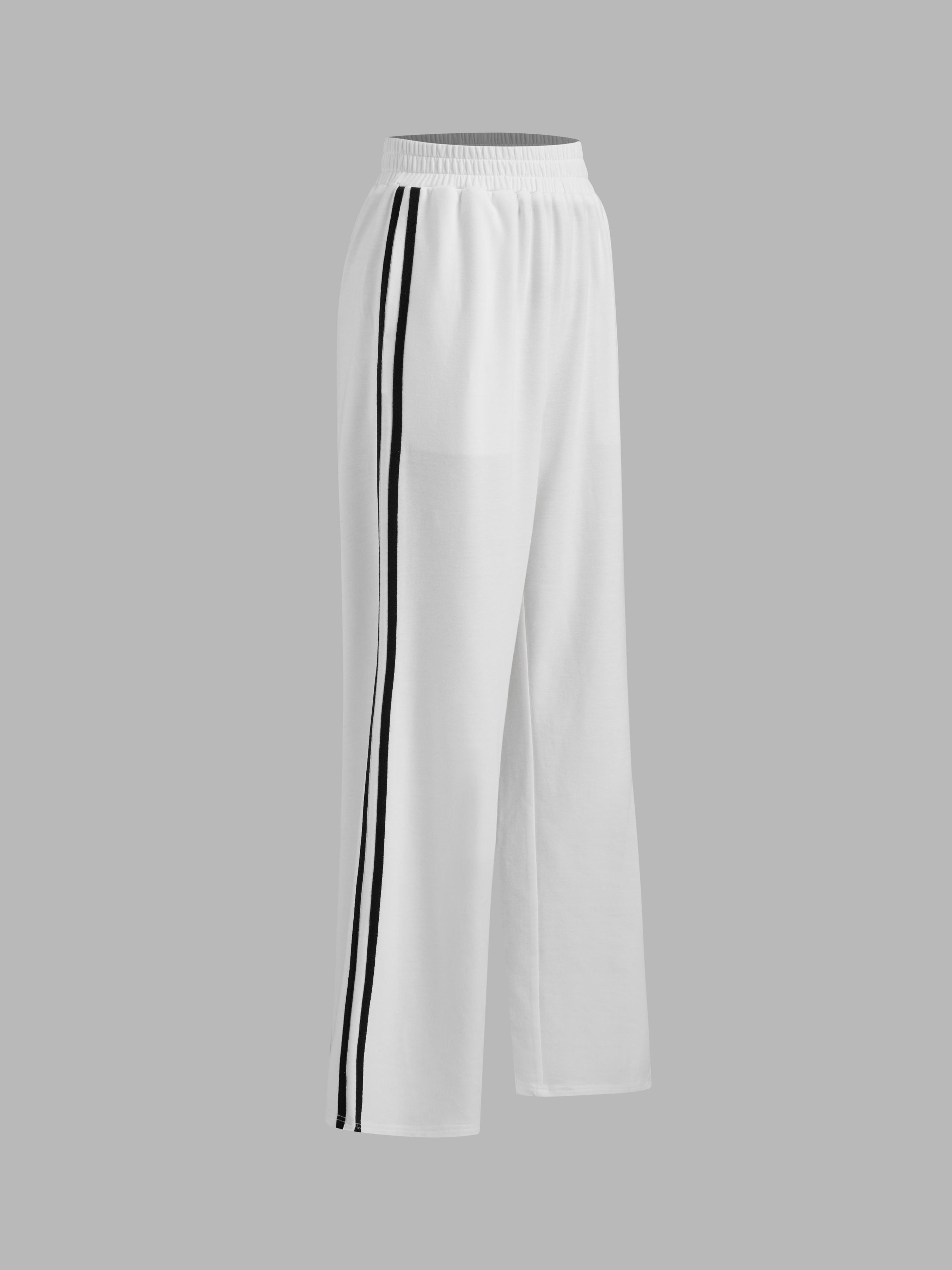 Elastic Waist Contrasting Trim Sweatpants by CIDER