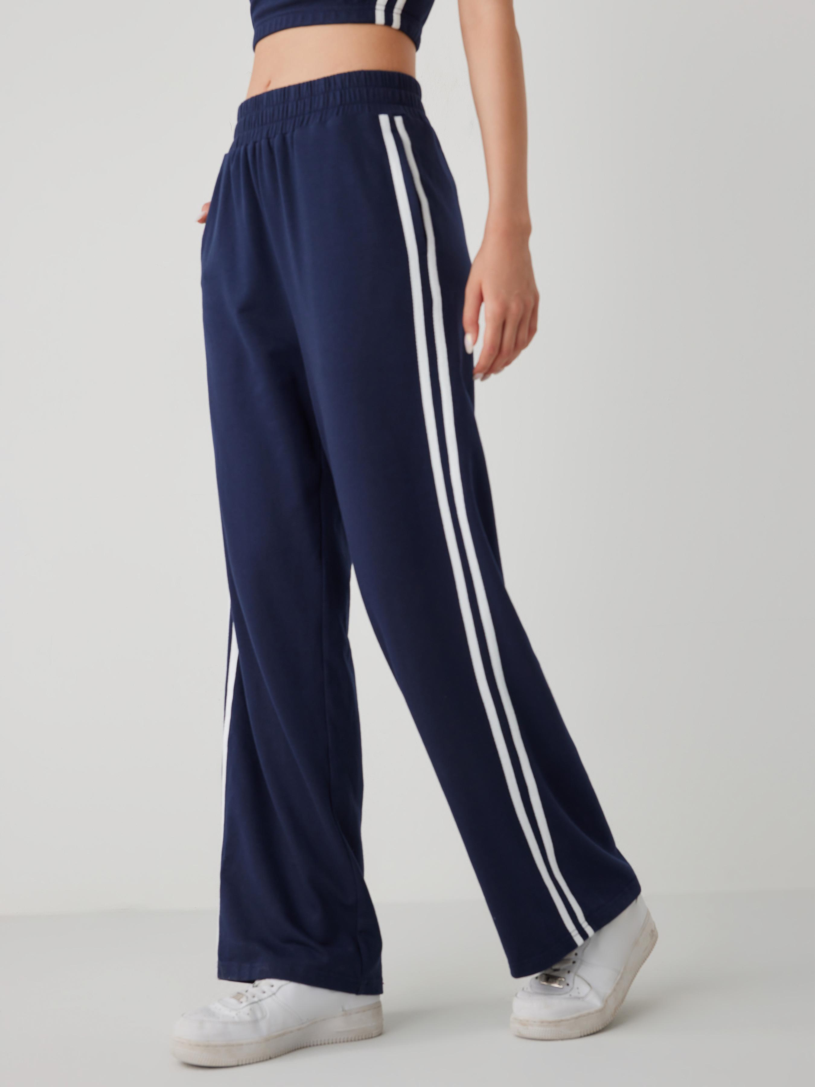 Elastic Waist Contrasting Trim Sweatpants by CIDER