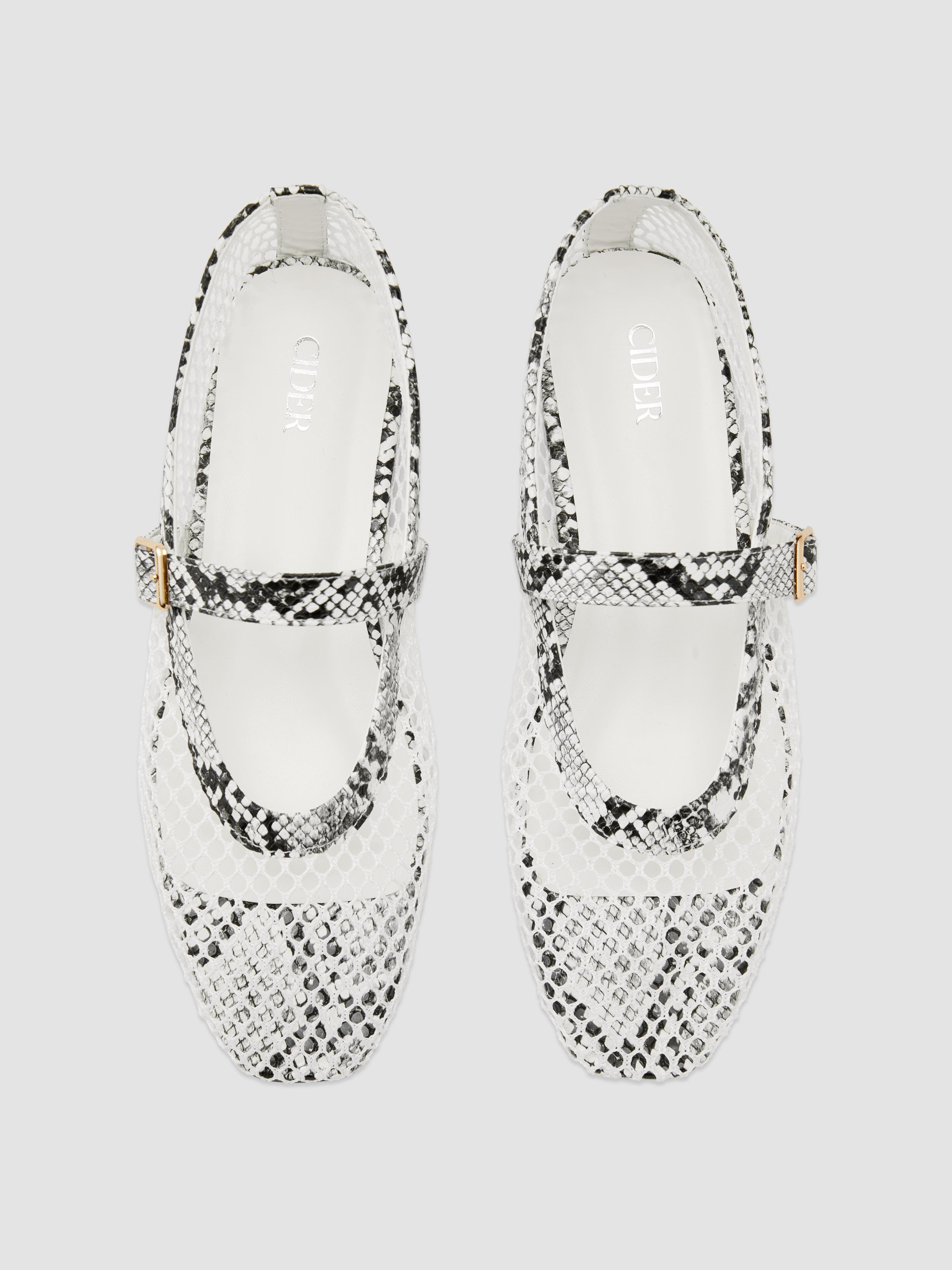 FAUX LEATHER MESH MARY JANE FLATS by CIDER