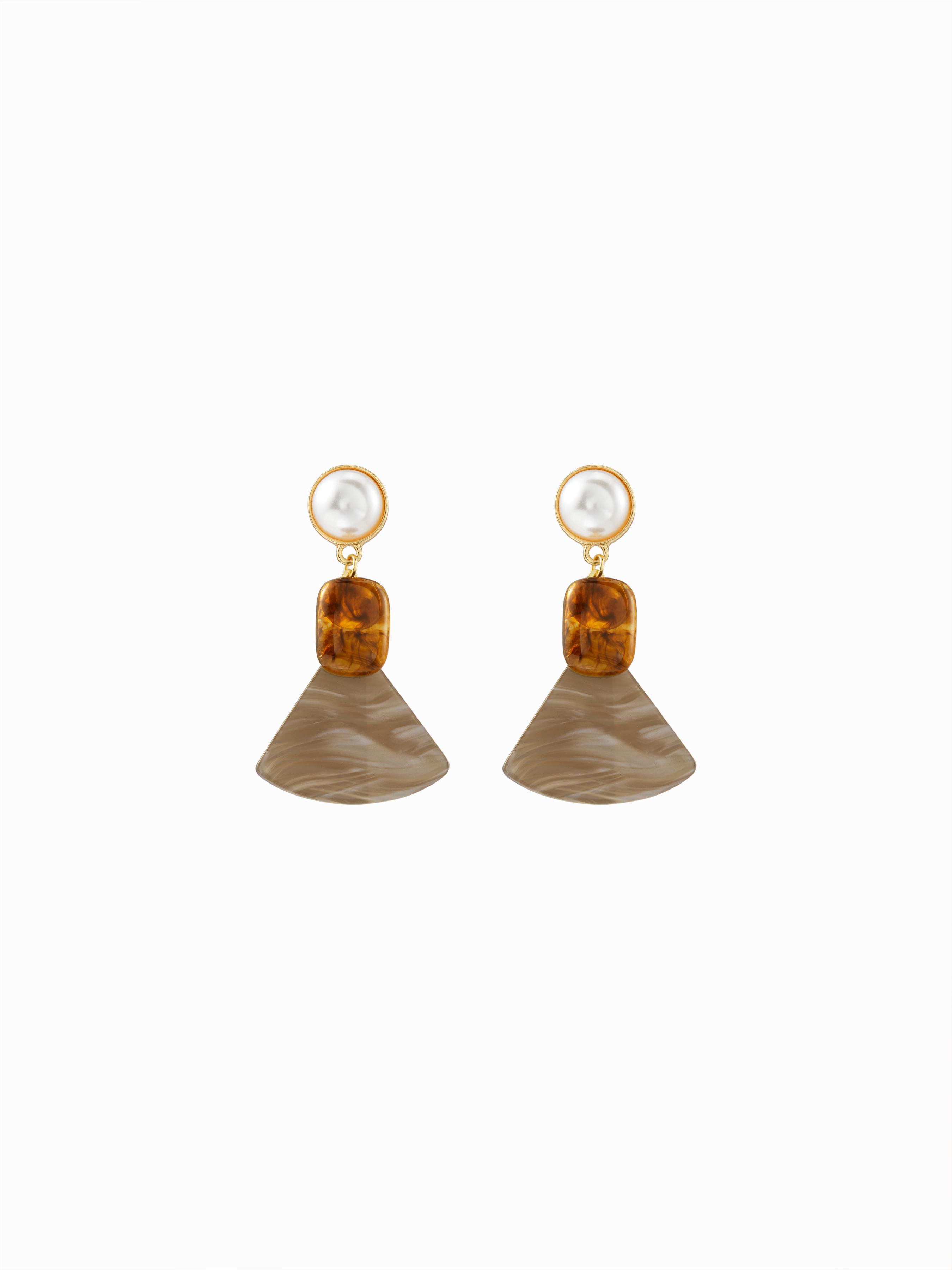 FAUX PEARL & RESIN TRIANGLE DROP EARRINGS by CIDER