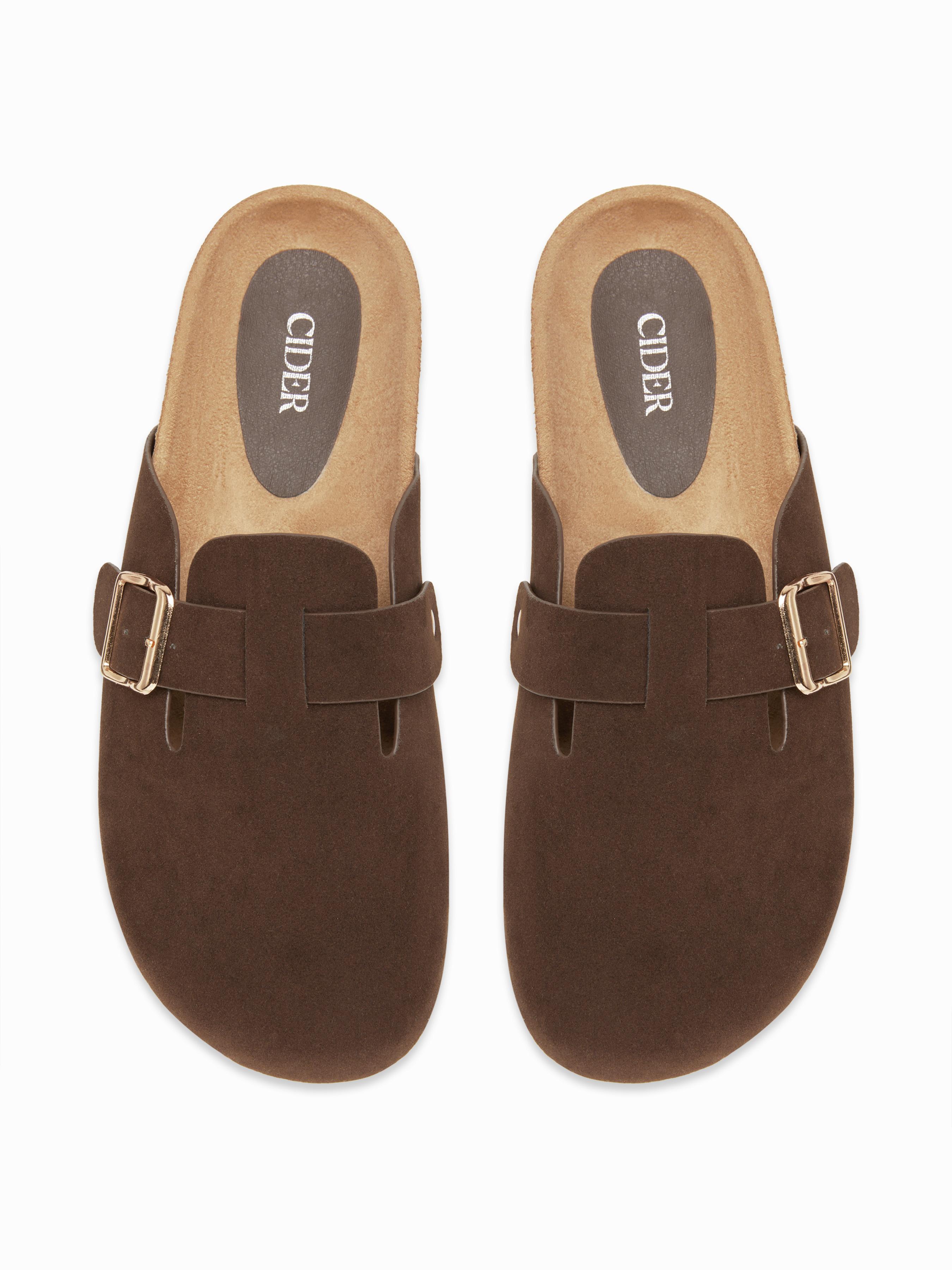 FAUX SUEDE BUCKLE FLATS by CIDER