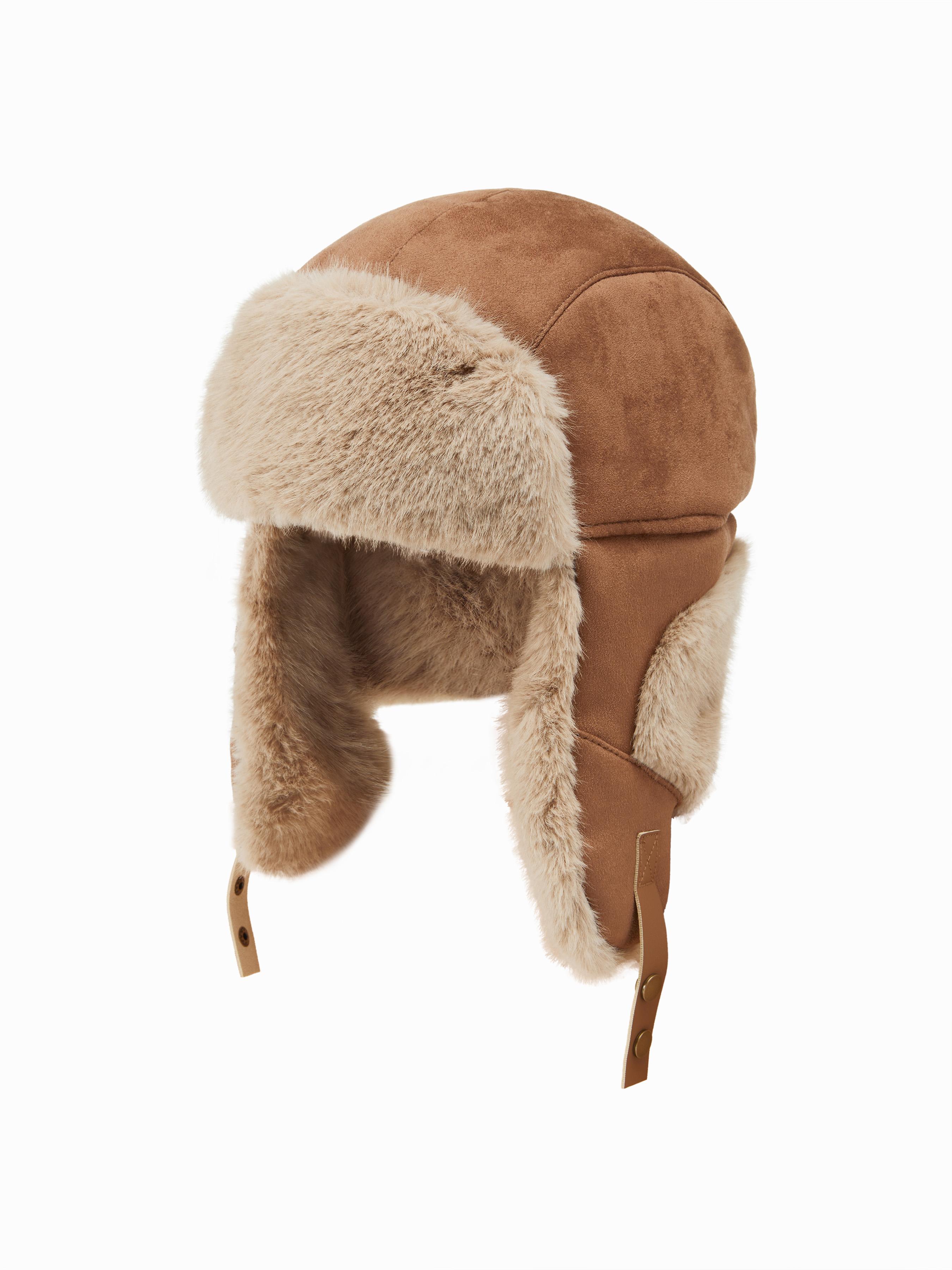 FAUX SUEDE FUZZY TRAPPER HAT by CIDER